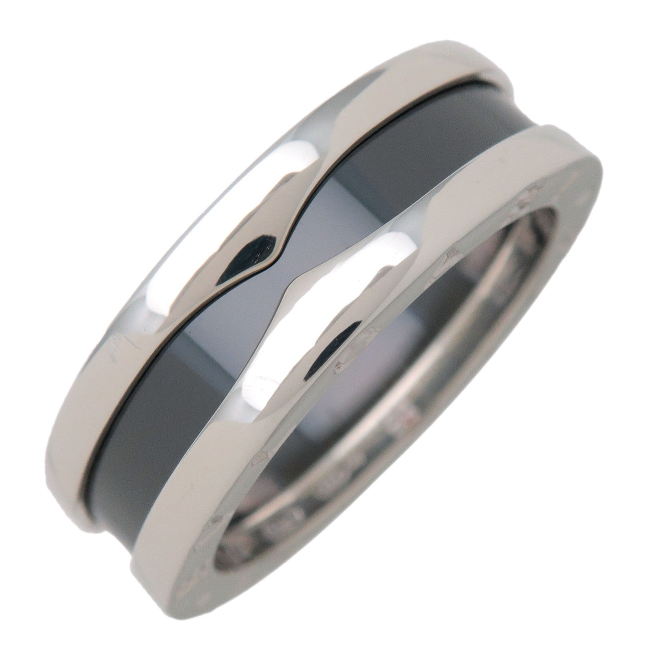 BVLGARI B-Zero1 Save the Children Ring SV925 Black Ceramic #56 US7.5