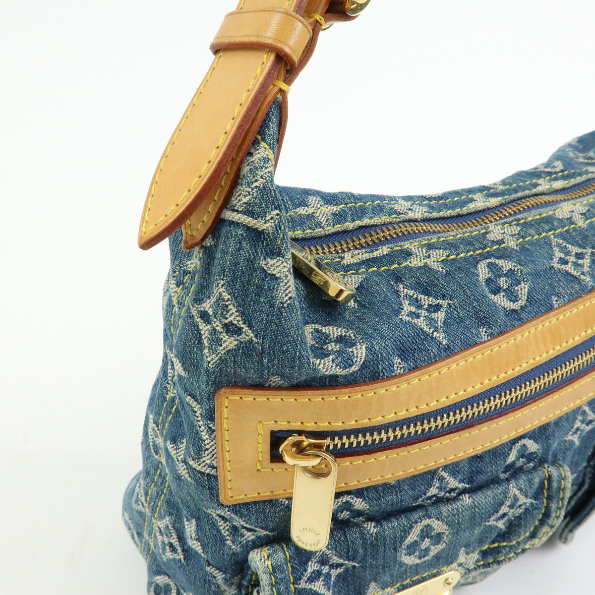 Louis Vuitton Monogram Denim Baggy PM 2Way Bag Shoulder Bag Blue M95049