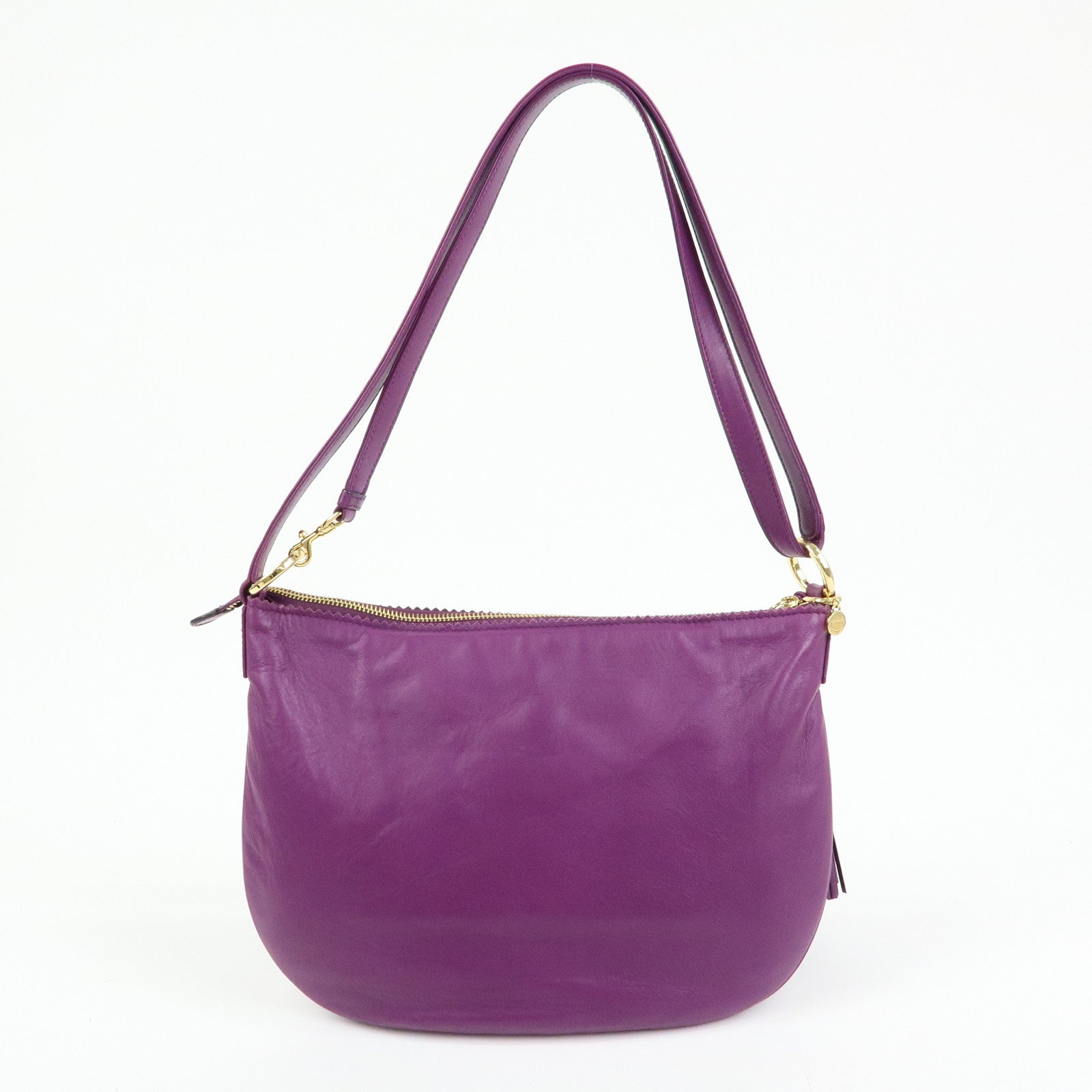 LOEWE Anagram Nappa Leather Shoulder Bag Hand Bag Brown Purple