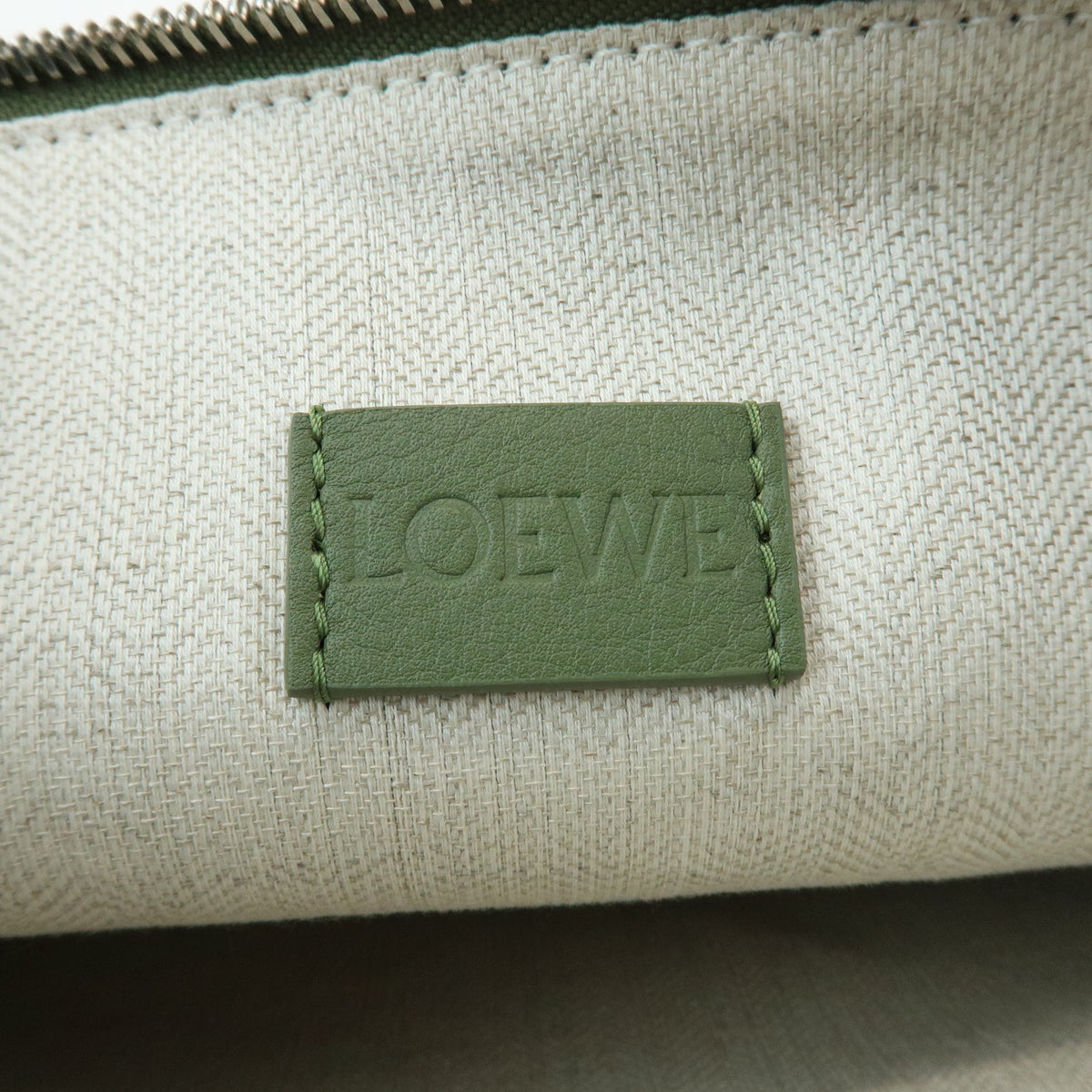 LOEWE Oblong Pouch Leather Clutch Bag Green