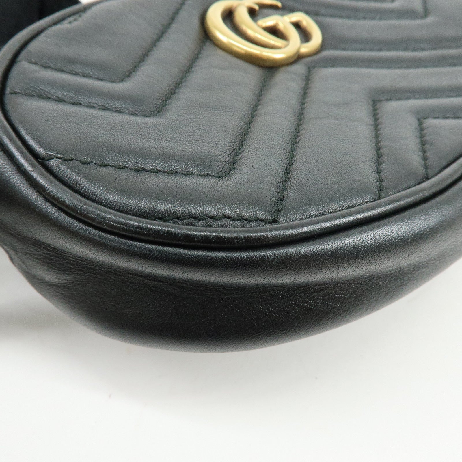 GUCCI GG Marmont Leather Waist Bag Crosbody Bag Black 476434