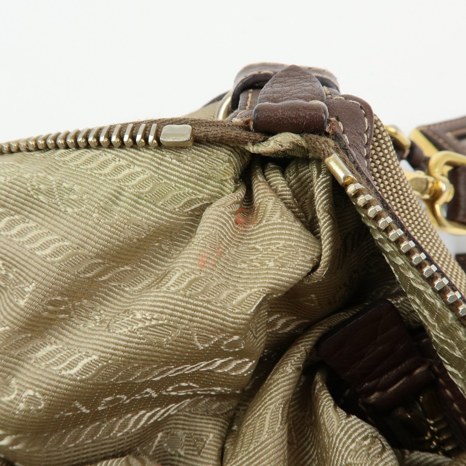 PRADA Logo Jacguard Leather Shoulder Bag Crossbody Bag Brown
