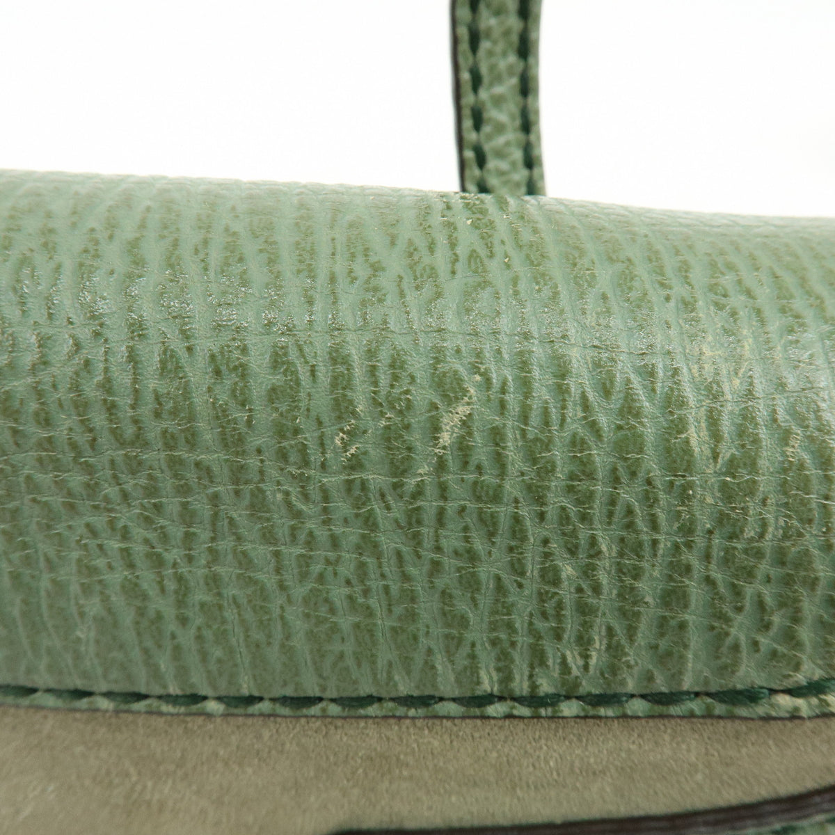 TOD'S Logo Suede Embossed Leather Hand Bag Shoulder Bag Sage Green