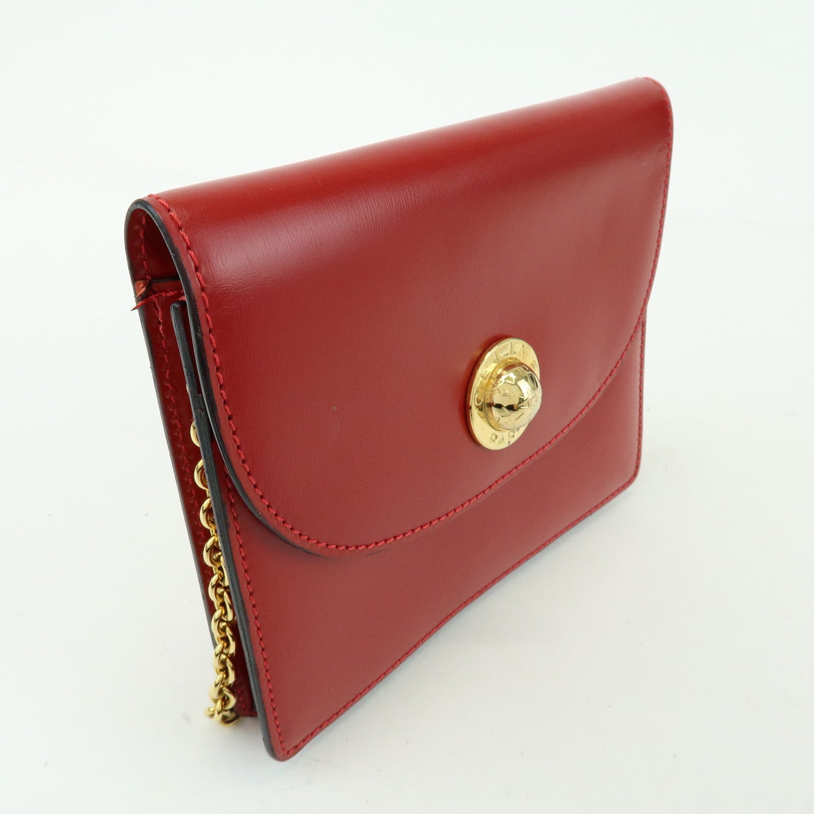 CELINE Starball Leather Chain Shoulder Bag Crossbody Bag Red