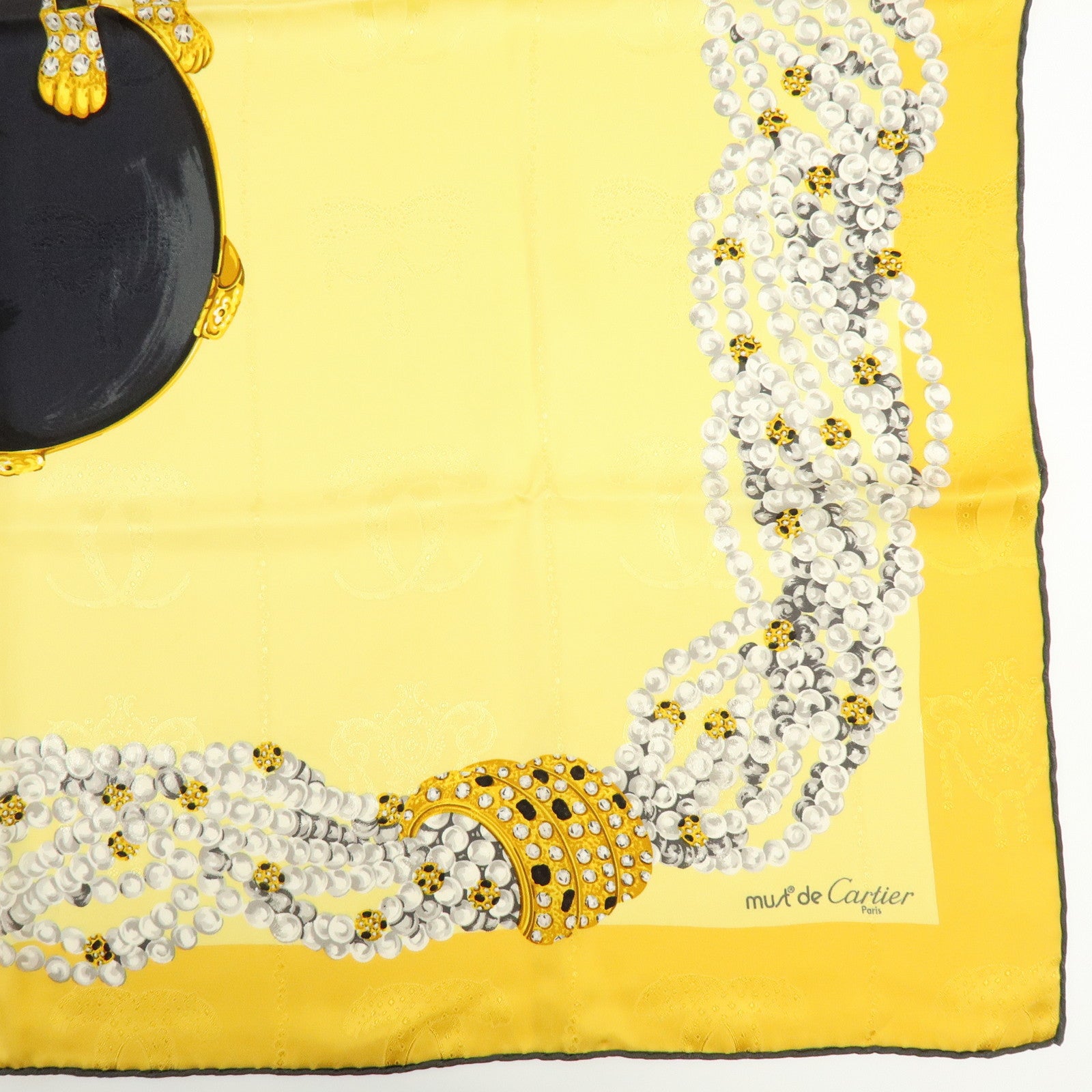 Cartier Lot of 2 Silk 100% Scarf Classic Chain Leopard Yellow Red White