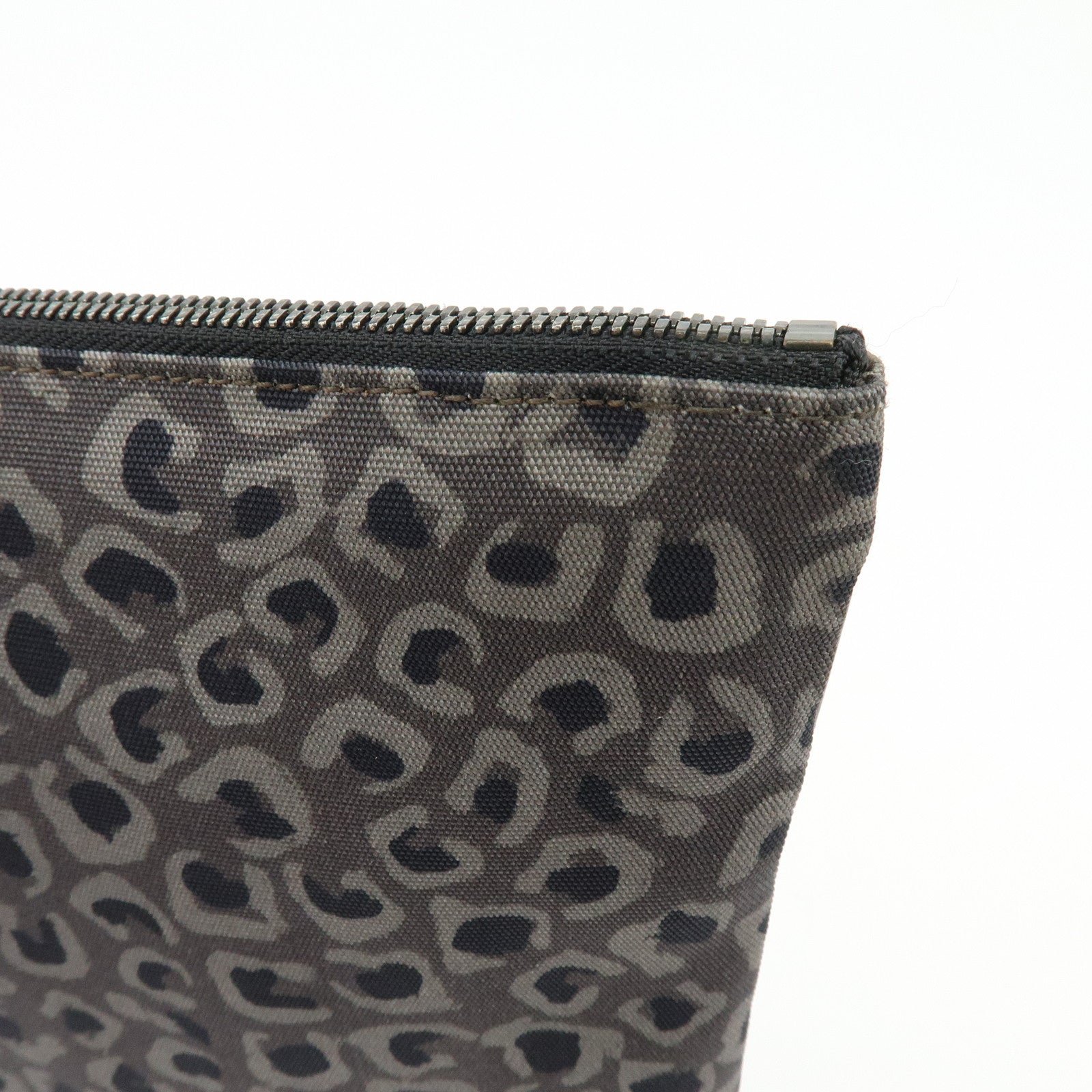 GUCCI Canvas Leather Clutch Bag Leopard Grey Black 353478