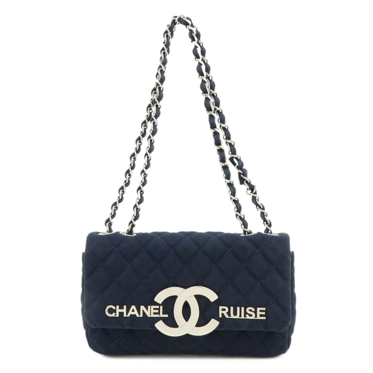 CHANEL COCO Mark Matelasse CRUISE Canvas Chain Shoulder Bag Denim Blue