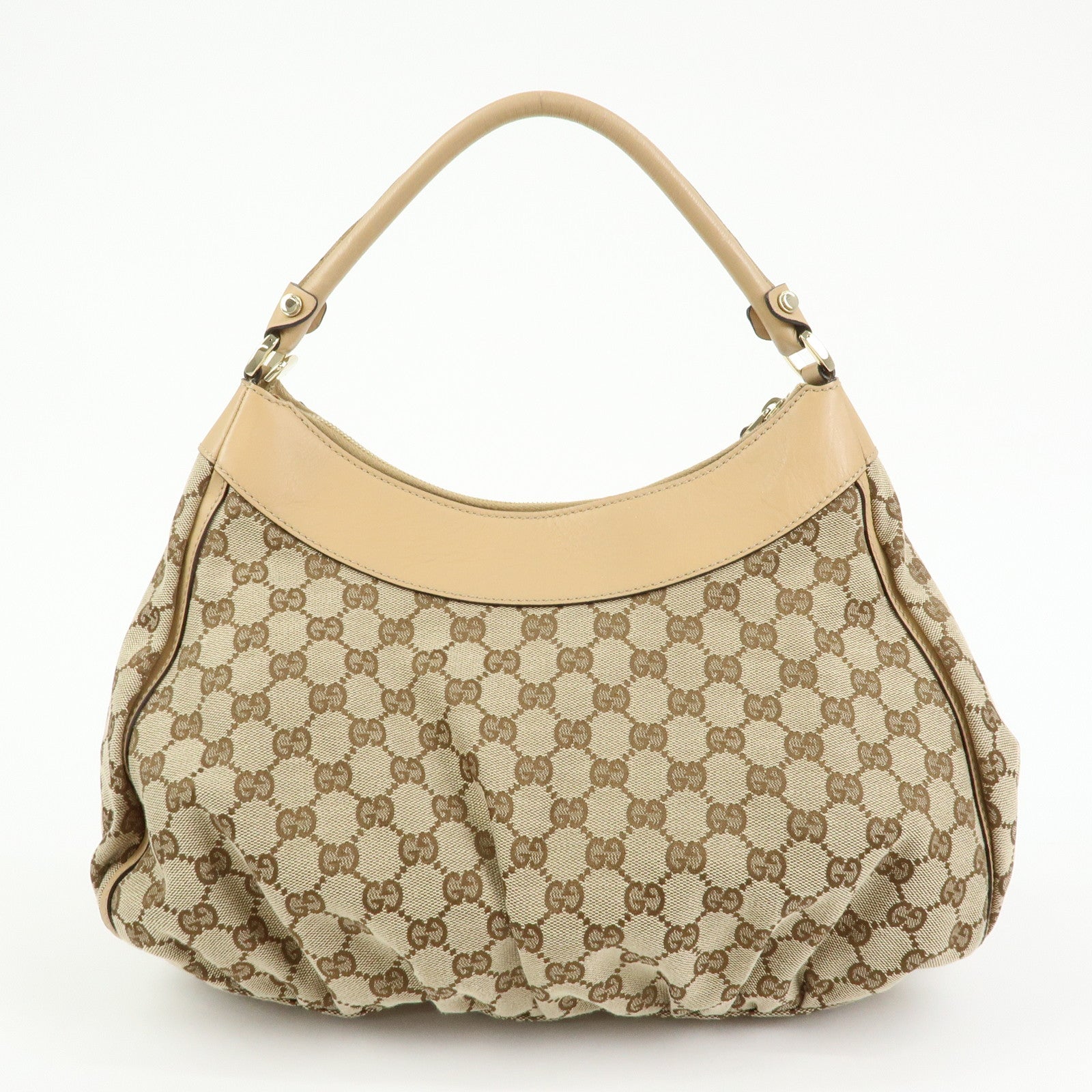 GUCCI Abbey GG Canvas Leather Shoulder Bag Hand Bag  Beige 189833