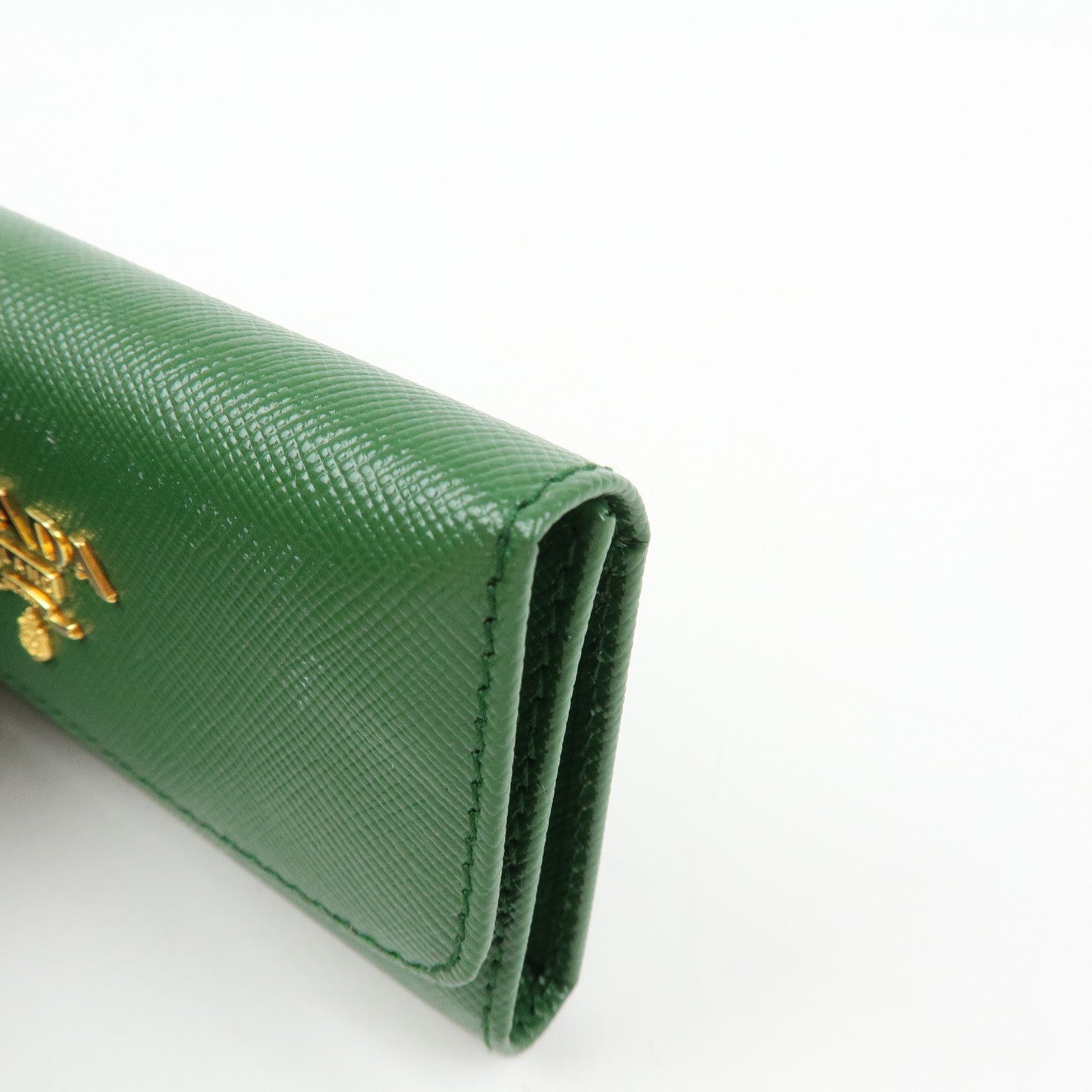 PRADA Logo Saffiano Leather 6 Rings Key Case Key Holder Green 1M0222