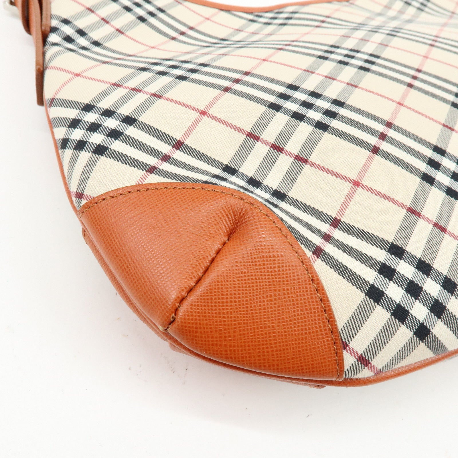 BURBERRY Nova Plaid Canvas Leather Shoulder Bag Beige