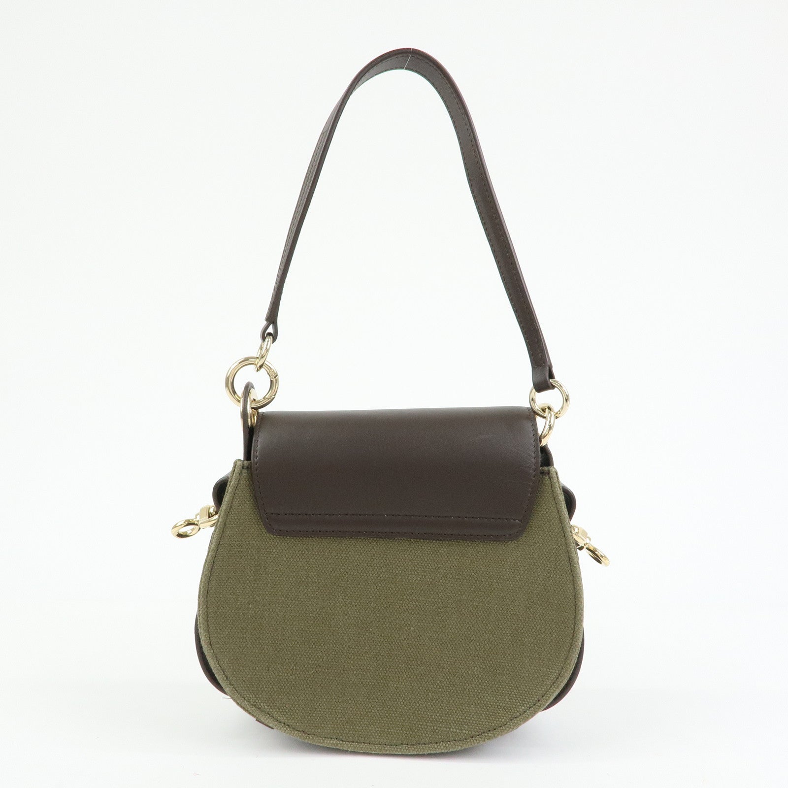 Chloe Tess Small Canvas Leather 2Way Bag Hand Bag Brown Green