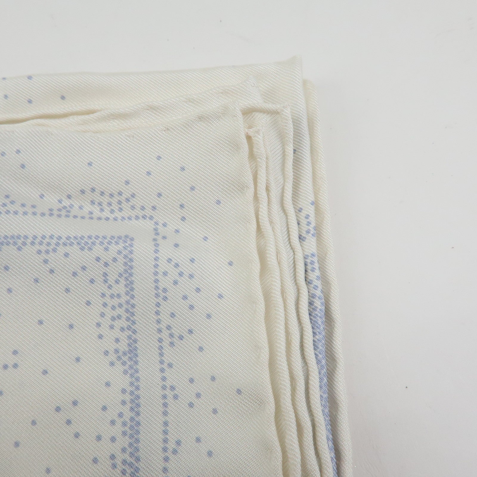 CHANEL Camelia COCO Mark Silk 100% Scarf Bear Penguin White Light Blue