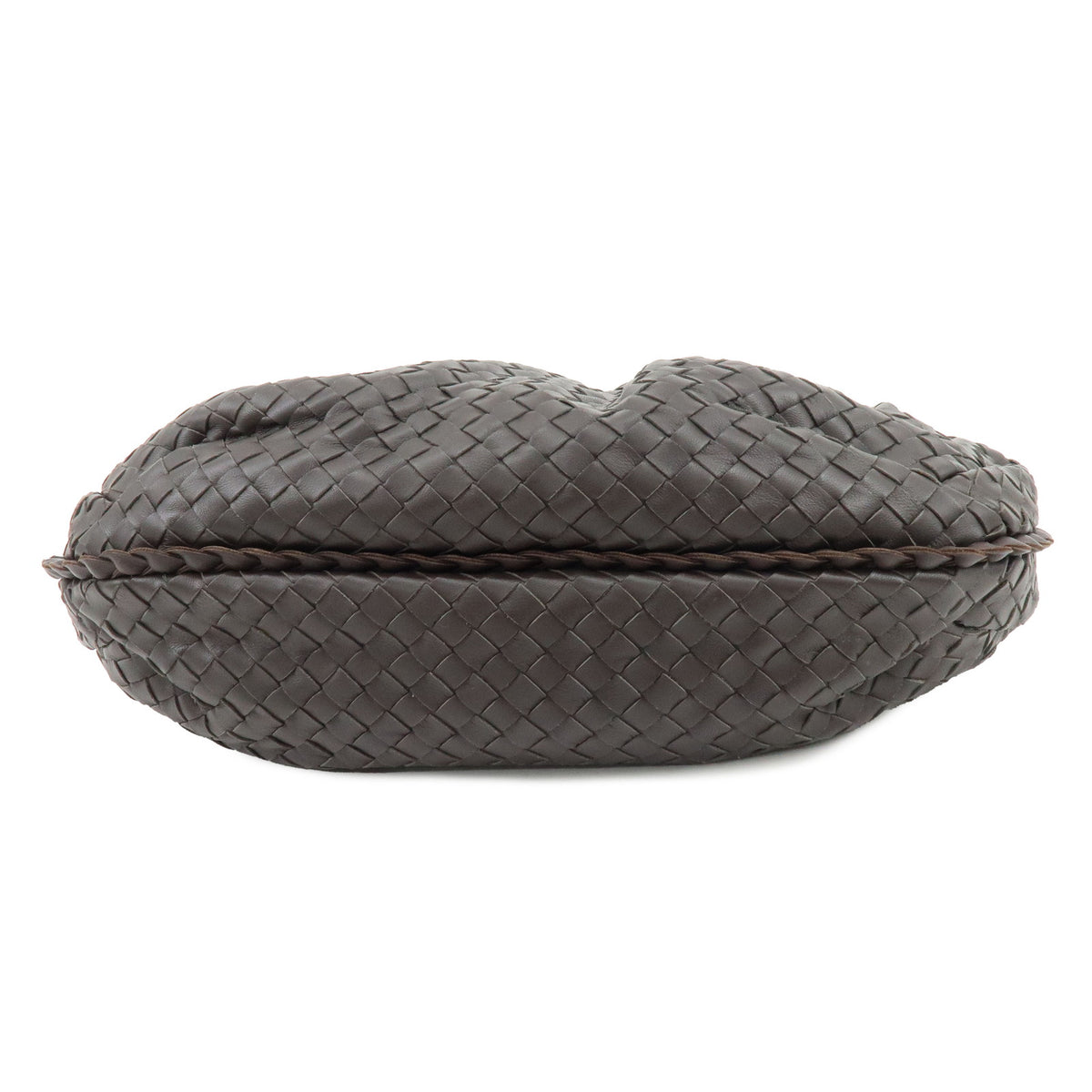 BOTTEGA VENETA HOBO Intrecciato Leather Shoulder Hand Bag Dark Brown