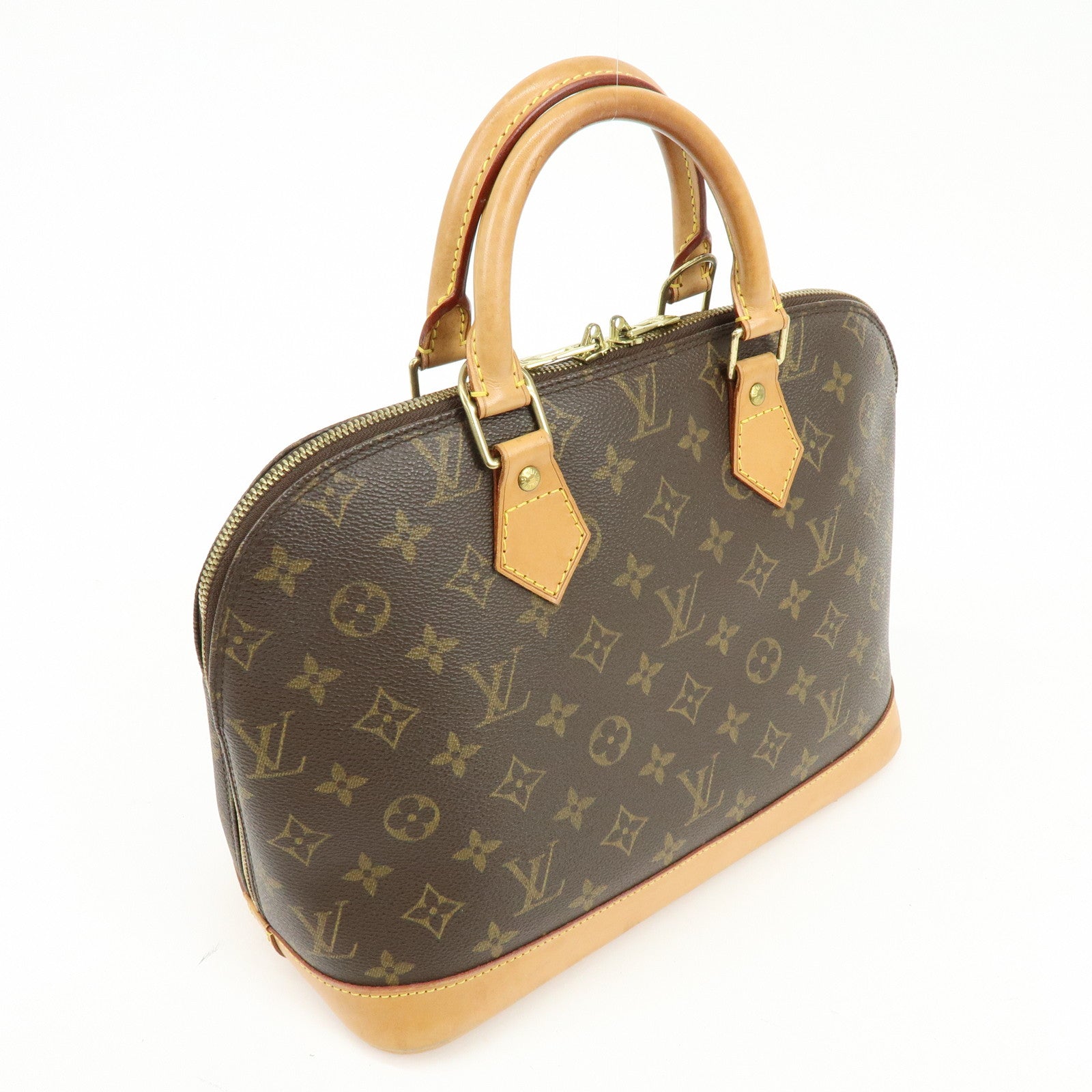 Louis Vuitton Monogram Alma PM Canvas Leather Hand Bag Brown M51130