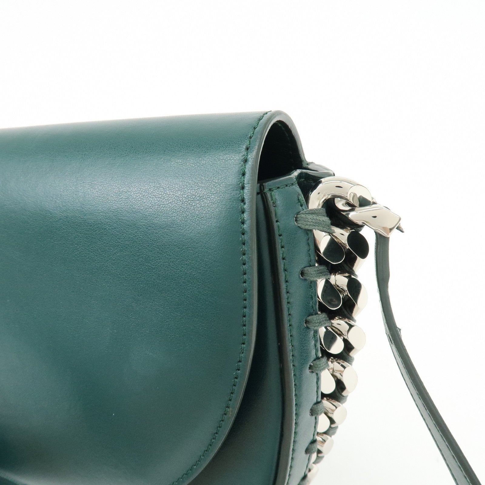 STELLA MCCARTNEY Frayme Medium Faux Leather Shoulder Bag Green