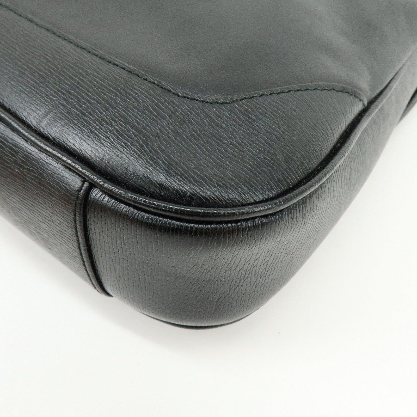 GUCCI Bamboo Leather 2Way Bag Shoulder Bag Hand Bag Black 002058