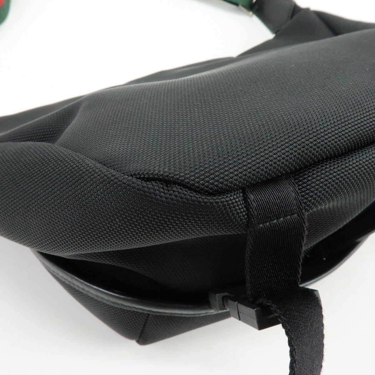 GUCCI Sherry Canavas Leather Waist Pouch Body Bag Black 353409