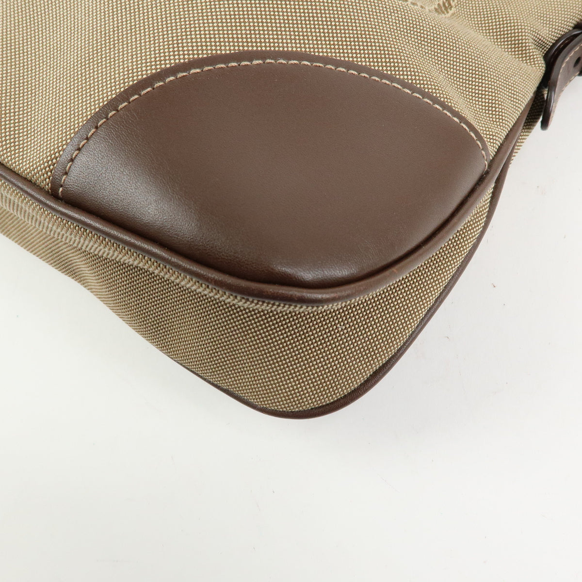 PRADA Jacquard Canvas Leather Shoulder Bag Crossbody Bag Beige Brown