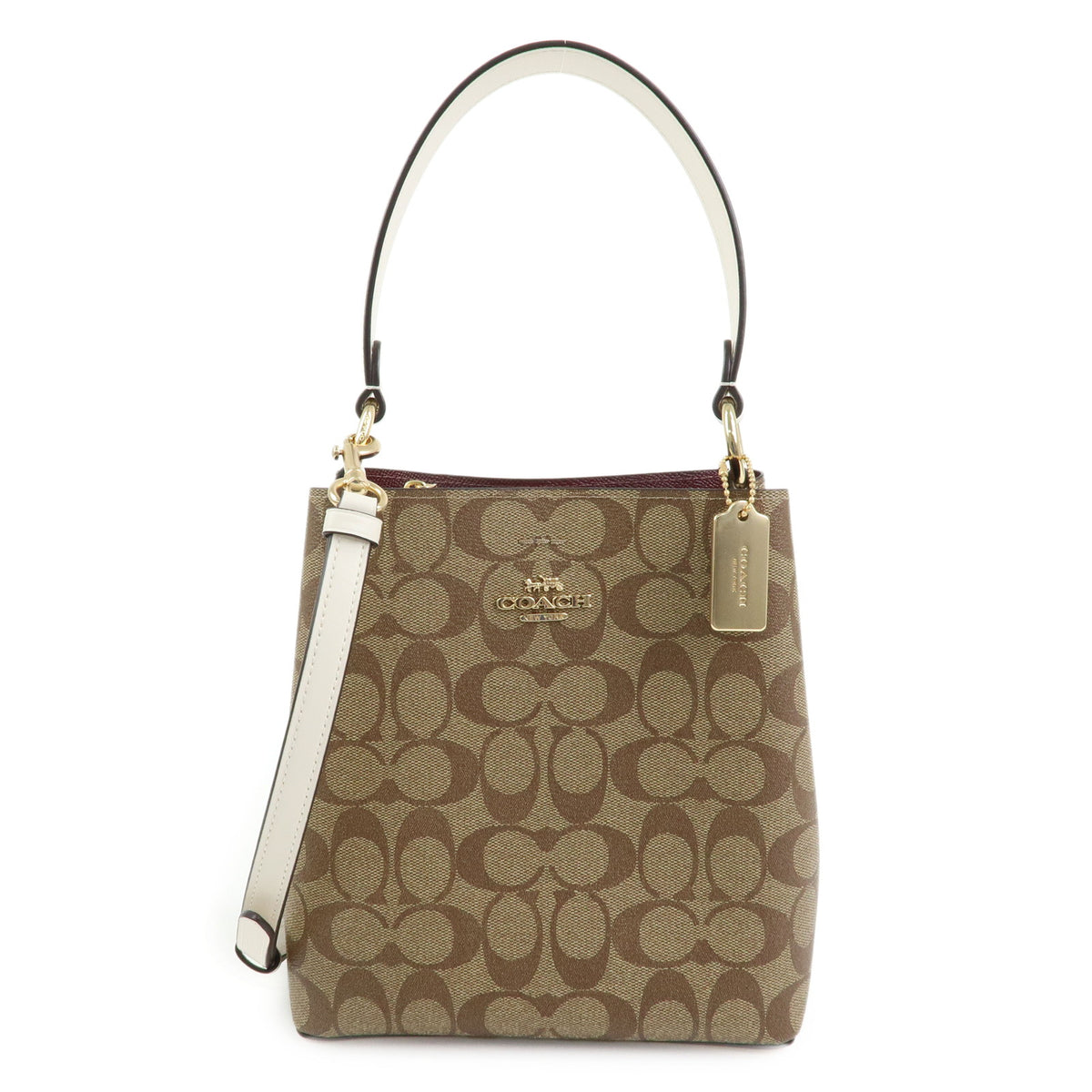 COACH Signature PVC Leather 2Way Shoulder Bag Hand Bag Beige Brown