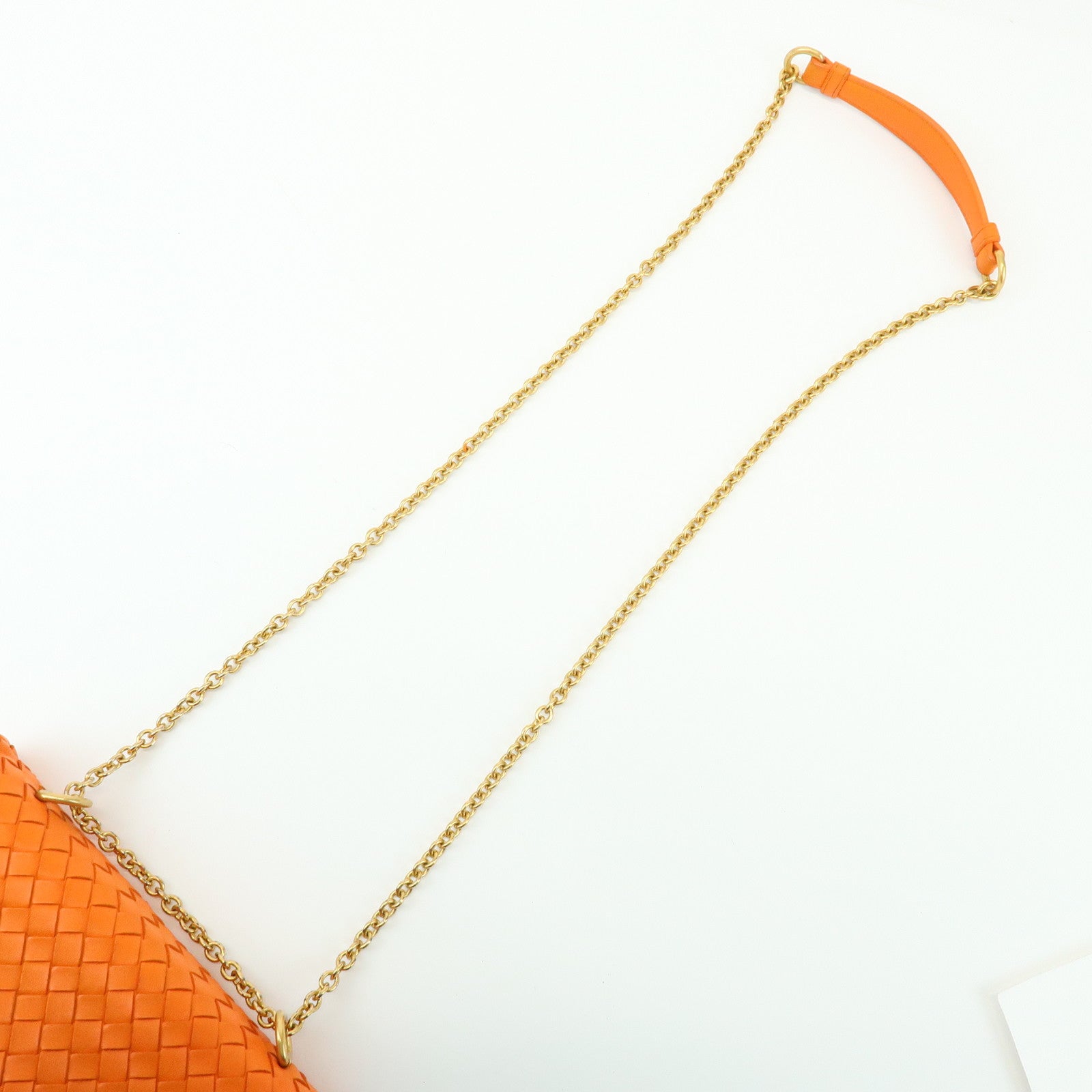 BOTTEGA VENETA Intrecciato Leather Chain Shoulder Bag Orange