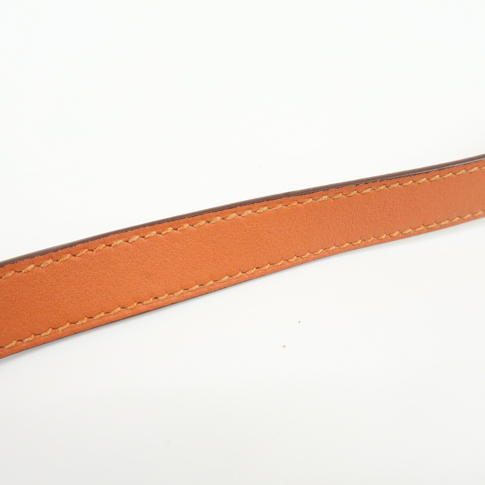 HERMES Kelly Double Tour Leather Bangle Bracelet ☐P Stamped Orange