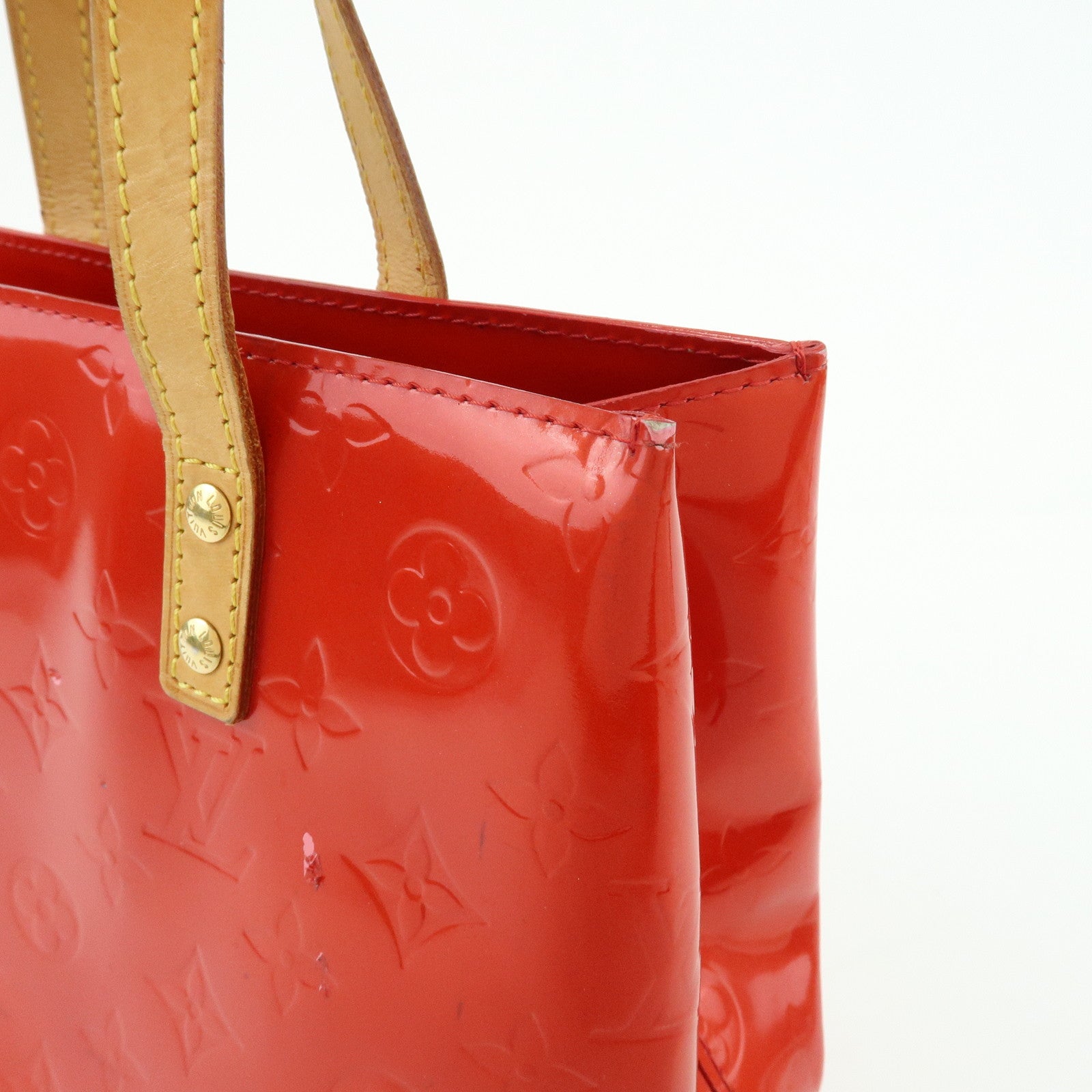 Louis Vuitton Monogram Vernis Reade PM Hand Bag Rouge M91088