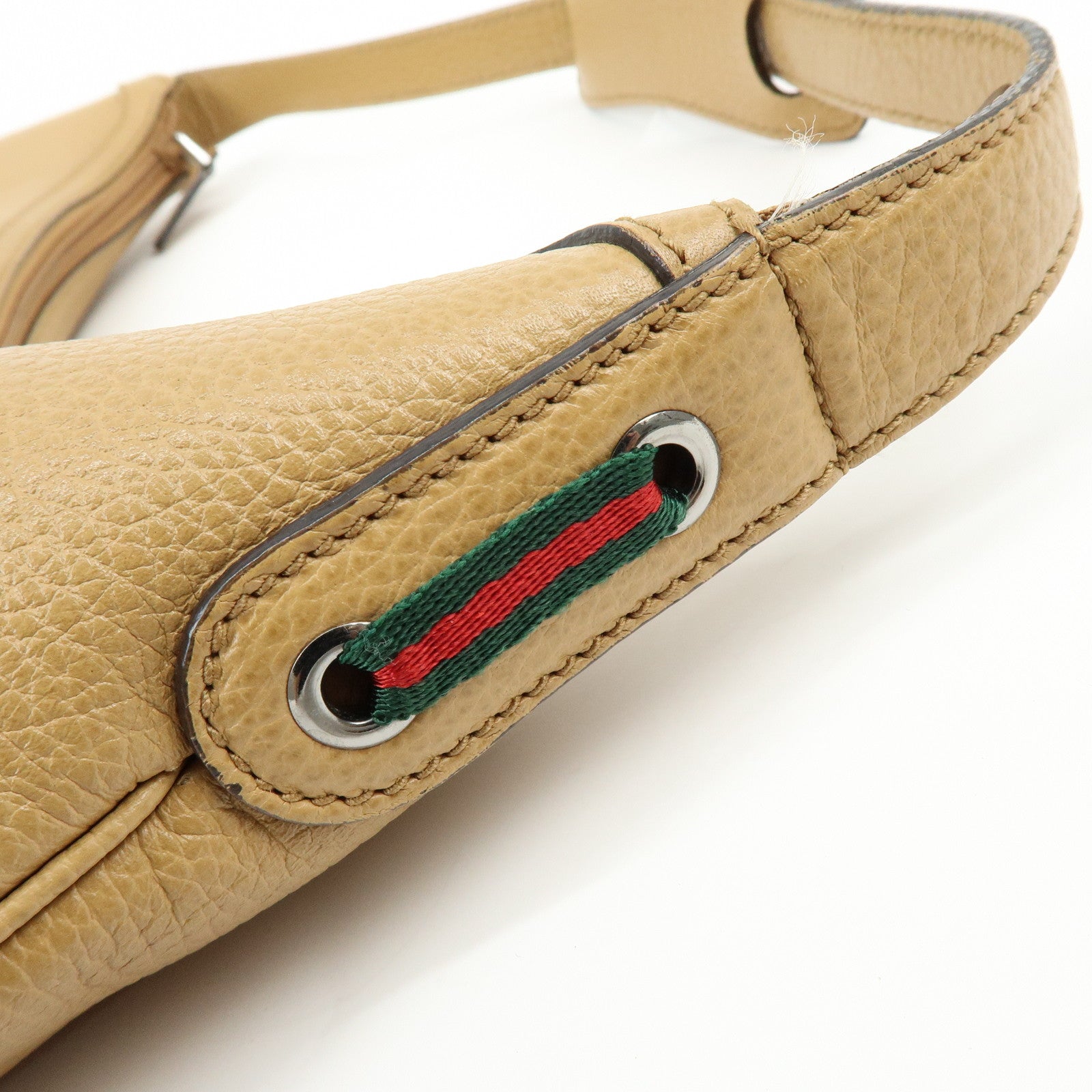 GUCCI Sherry Leather Shoulder Bag Hand Bag Beige 293596