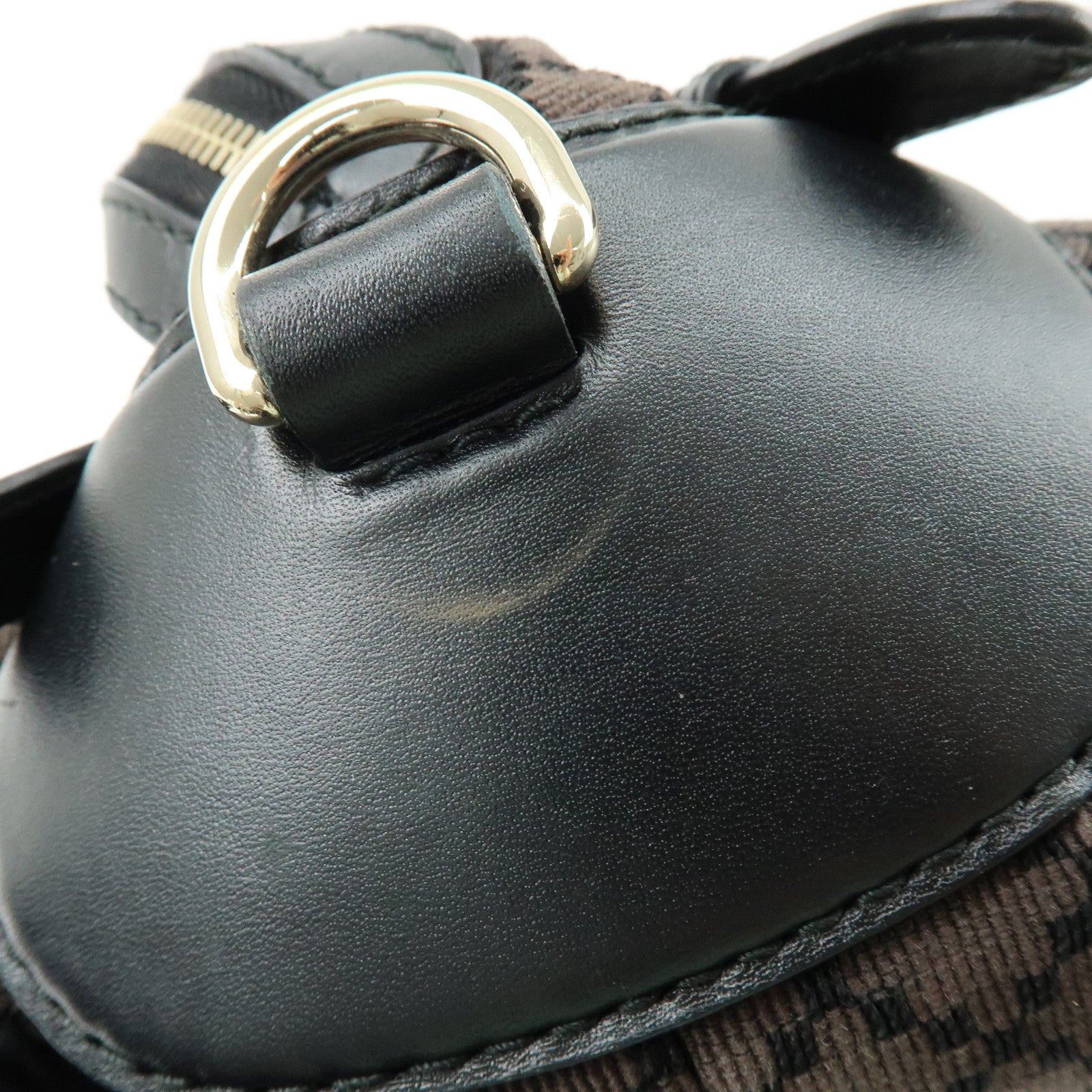 GUCCI Diamante Canvas Leather Shoulder Bag Boston Bag Black 269930