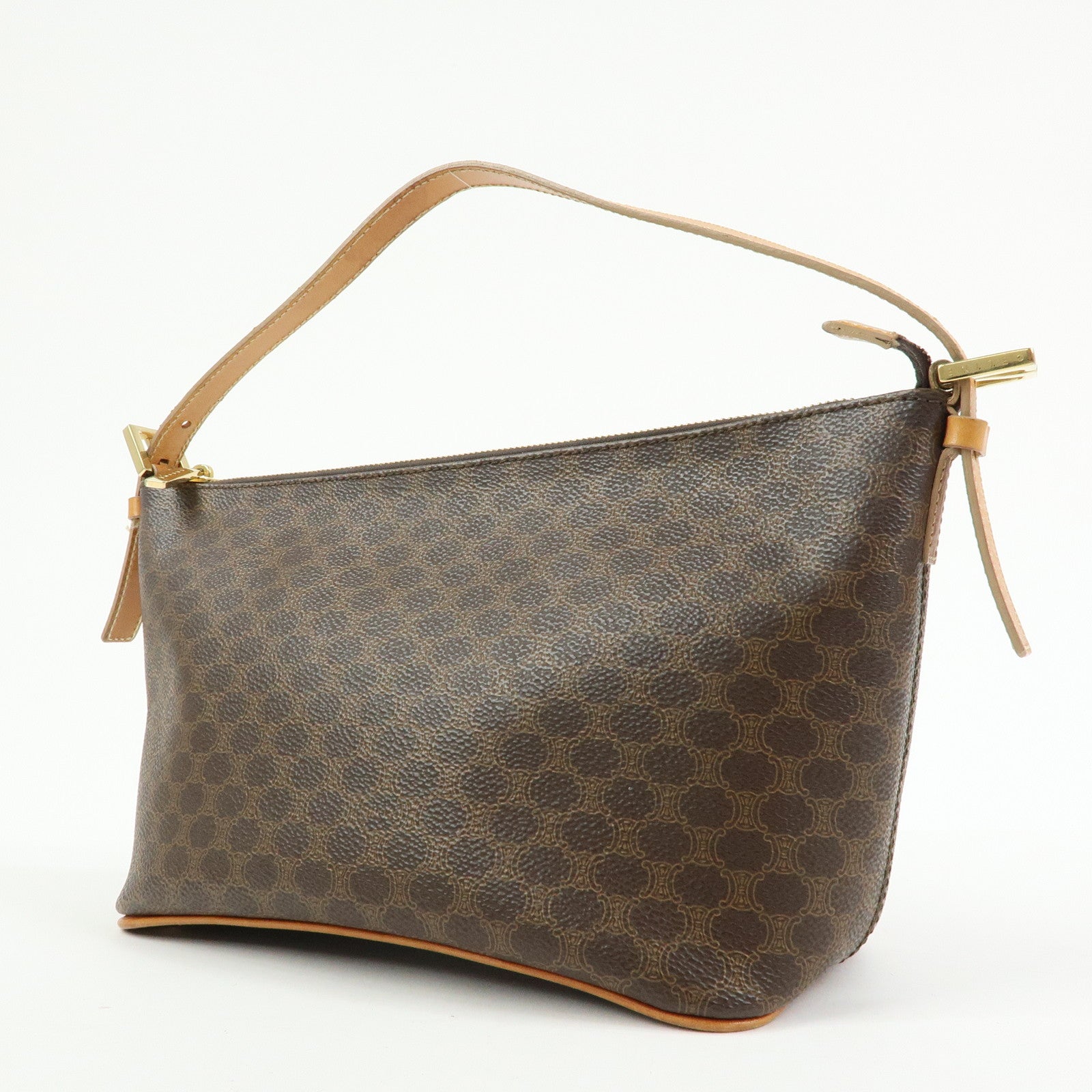 CELINE Macadam Leather Shoulder Bag Brown