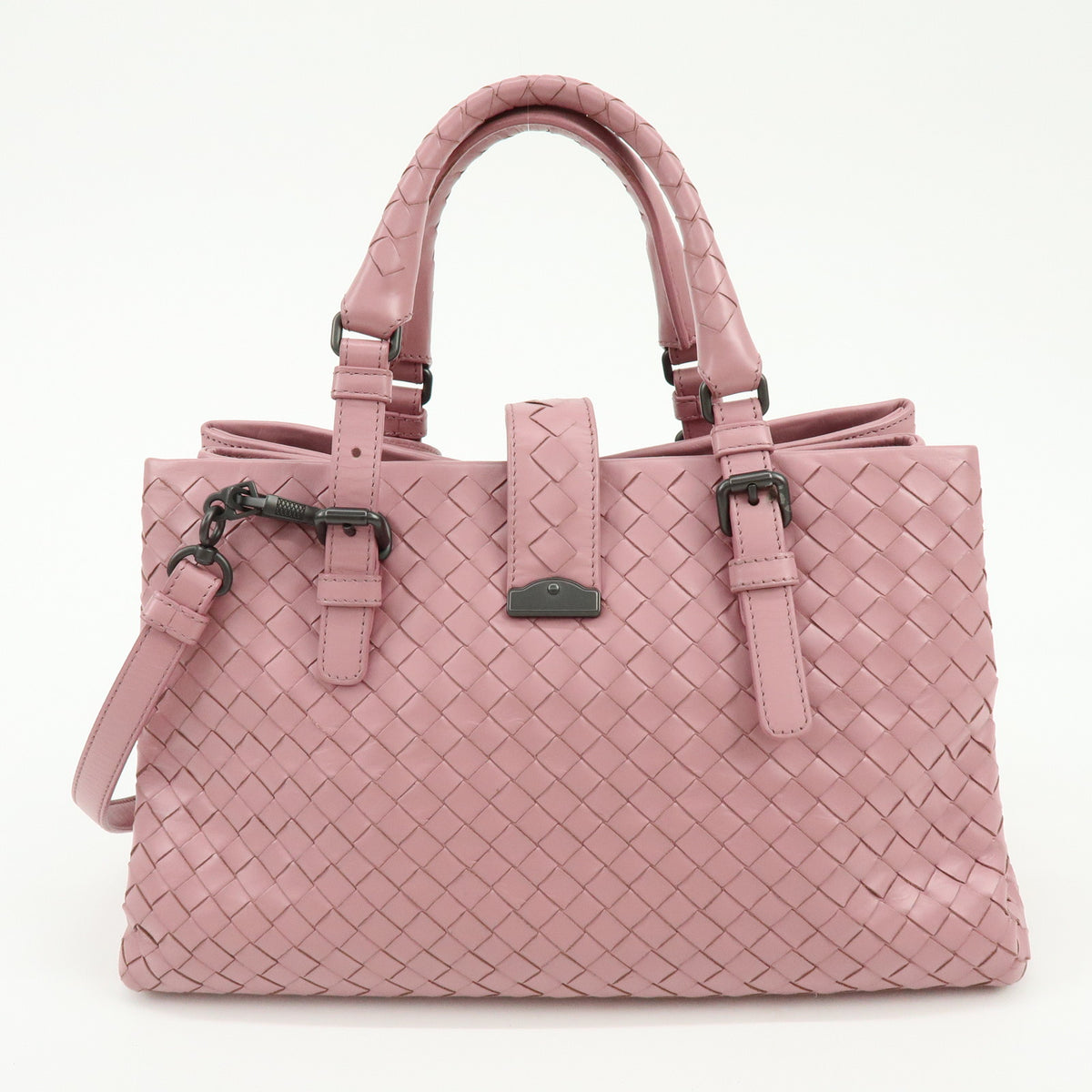 BOTTEGA VENETA Intrecciato Rome Leather 2Way Shoulder Bag Hand Bag Pink