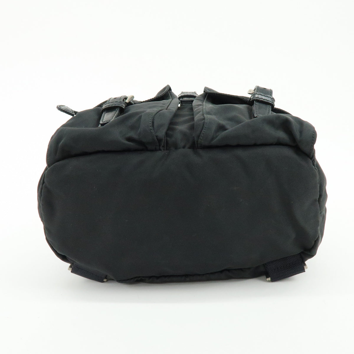 PRADA Triangle Logo Nylon Leather Backpack Rucksack Black