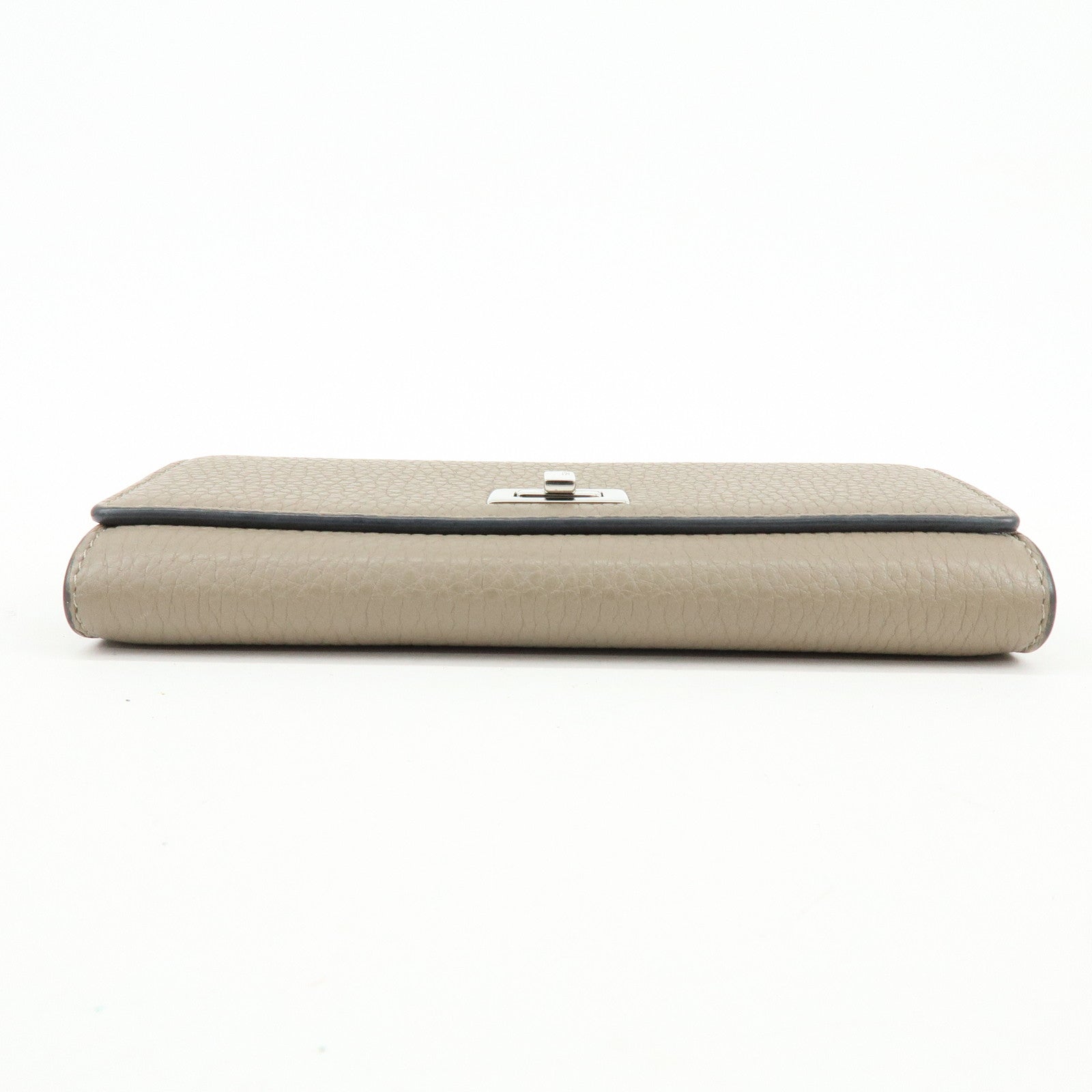 FENDI Peekaboo Leather Bi-fold Flap Long Wallet Beige 8M0427