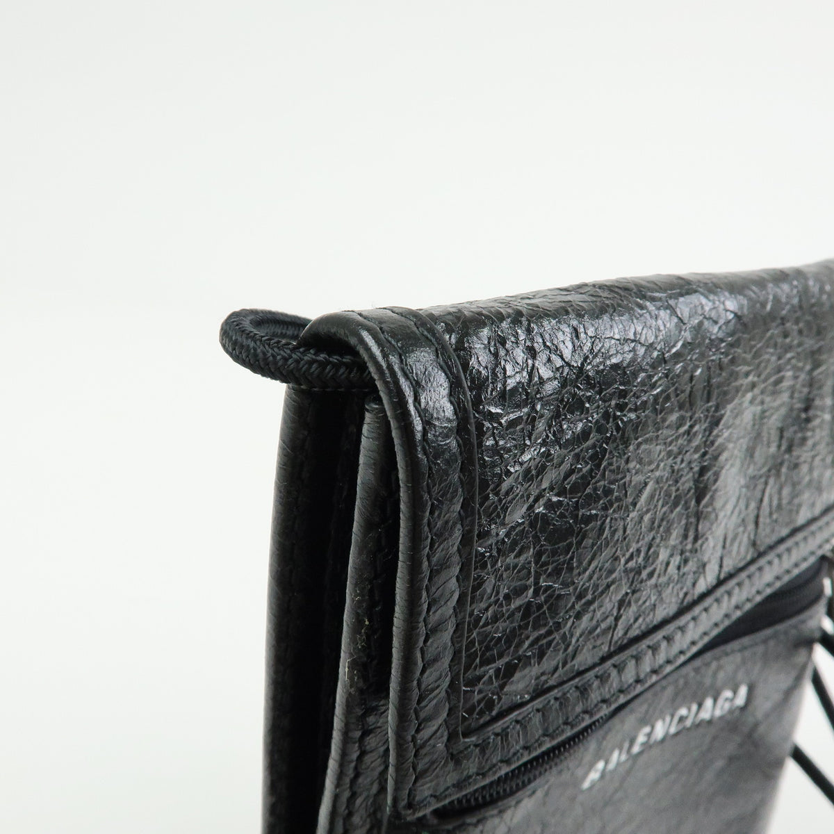 BALENCIAGA Explore Strap Leather Strap Pouch Shoulder Bag Black 532298