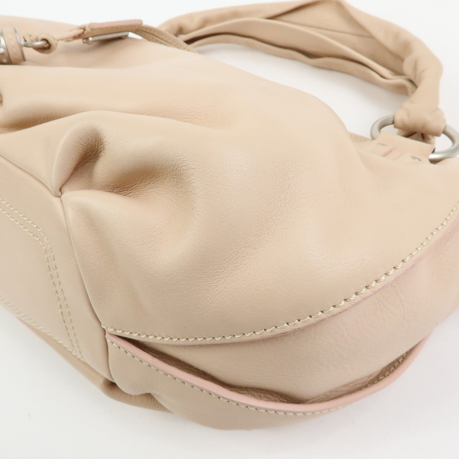 CELINE Bittersweet Leather Shoulder Bag Hand Bag Pink Beige