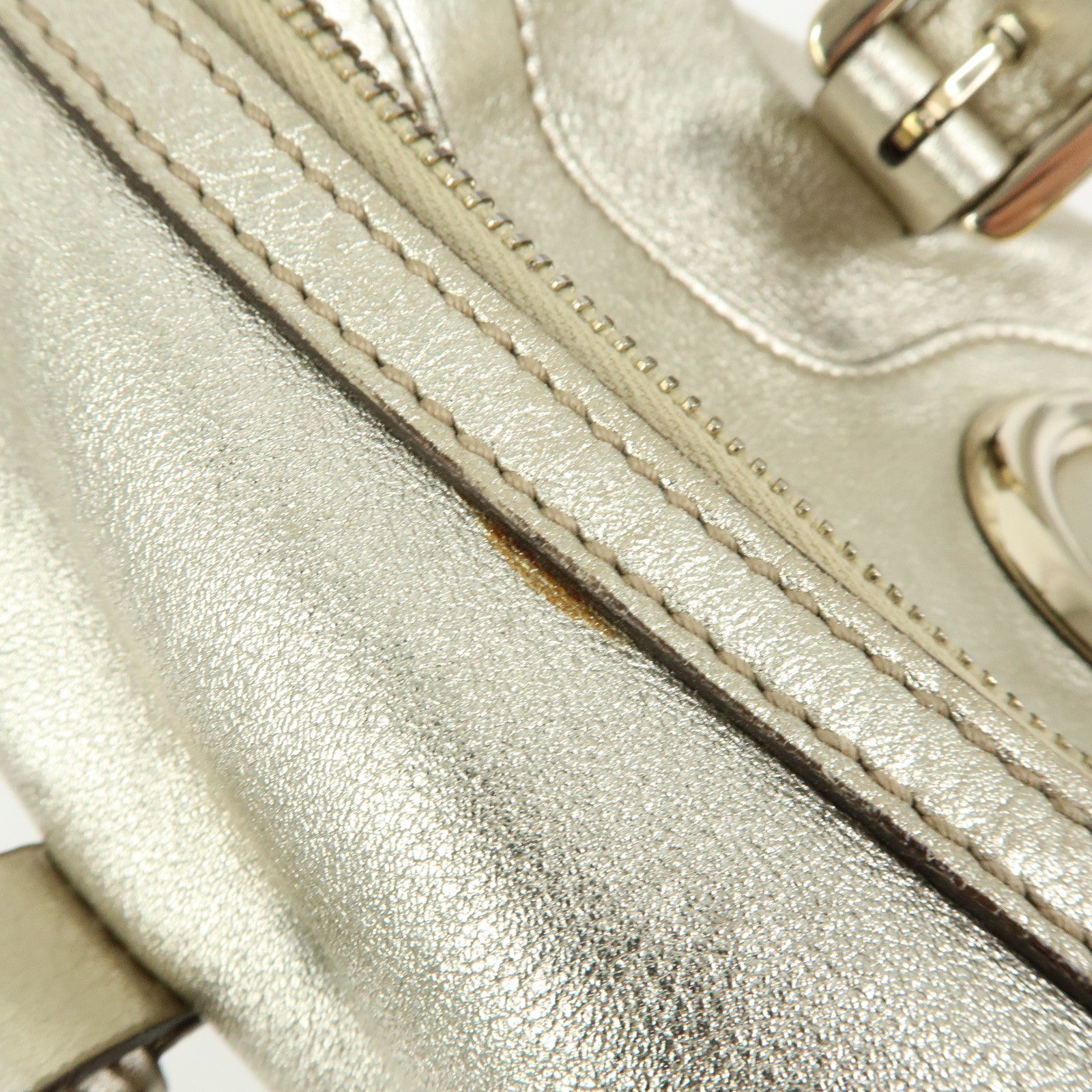 GUCCI Interlocking G Leather Mini Boston Bag Champagne Gold 170009