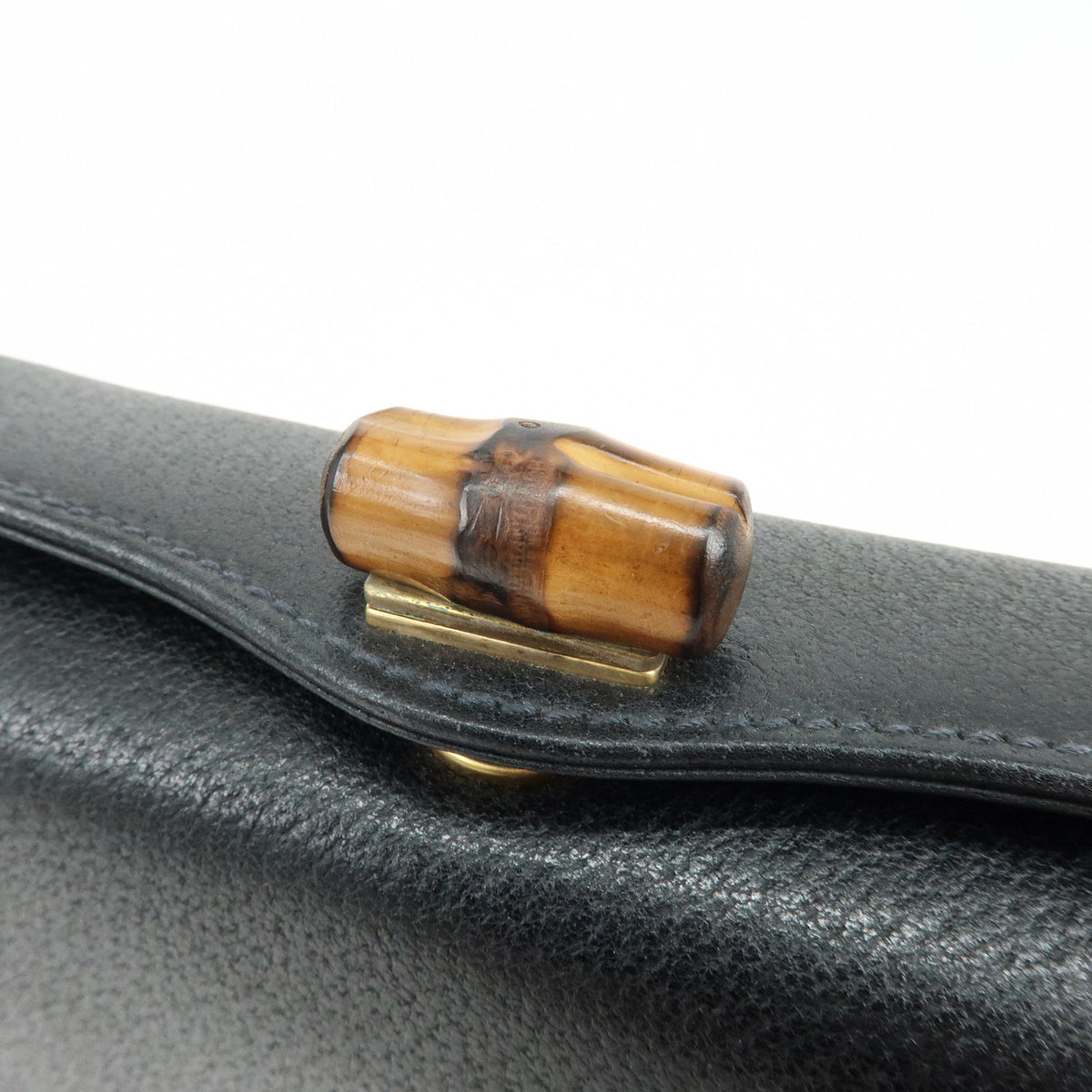 GUCCI Bamboo Turn Lock Leather Mini Hand Bag Black 000・33・0249