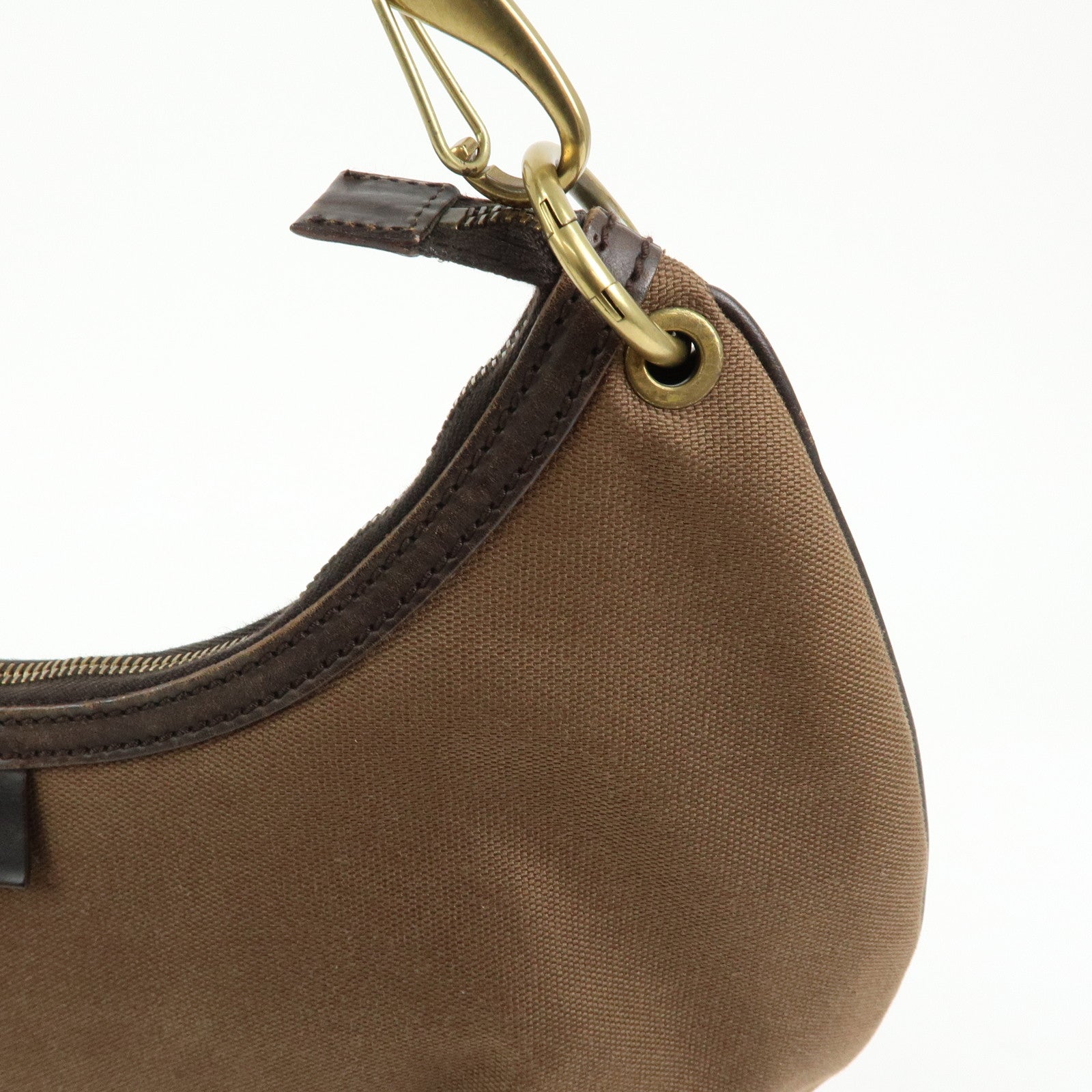 GUCCI Sherry Canvas Leather Shoulder Bag Hand Bag Borwn Orange 106663