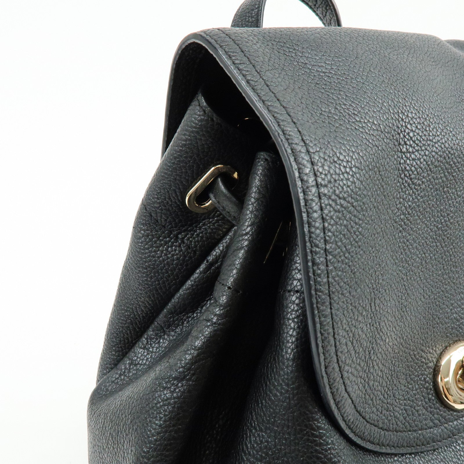 COACH Logo Leather Turn Lock Backpack Rucksack Black