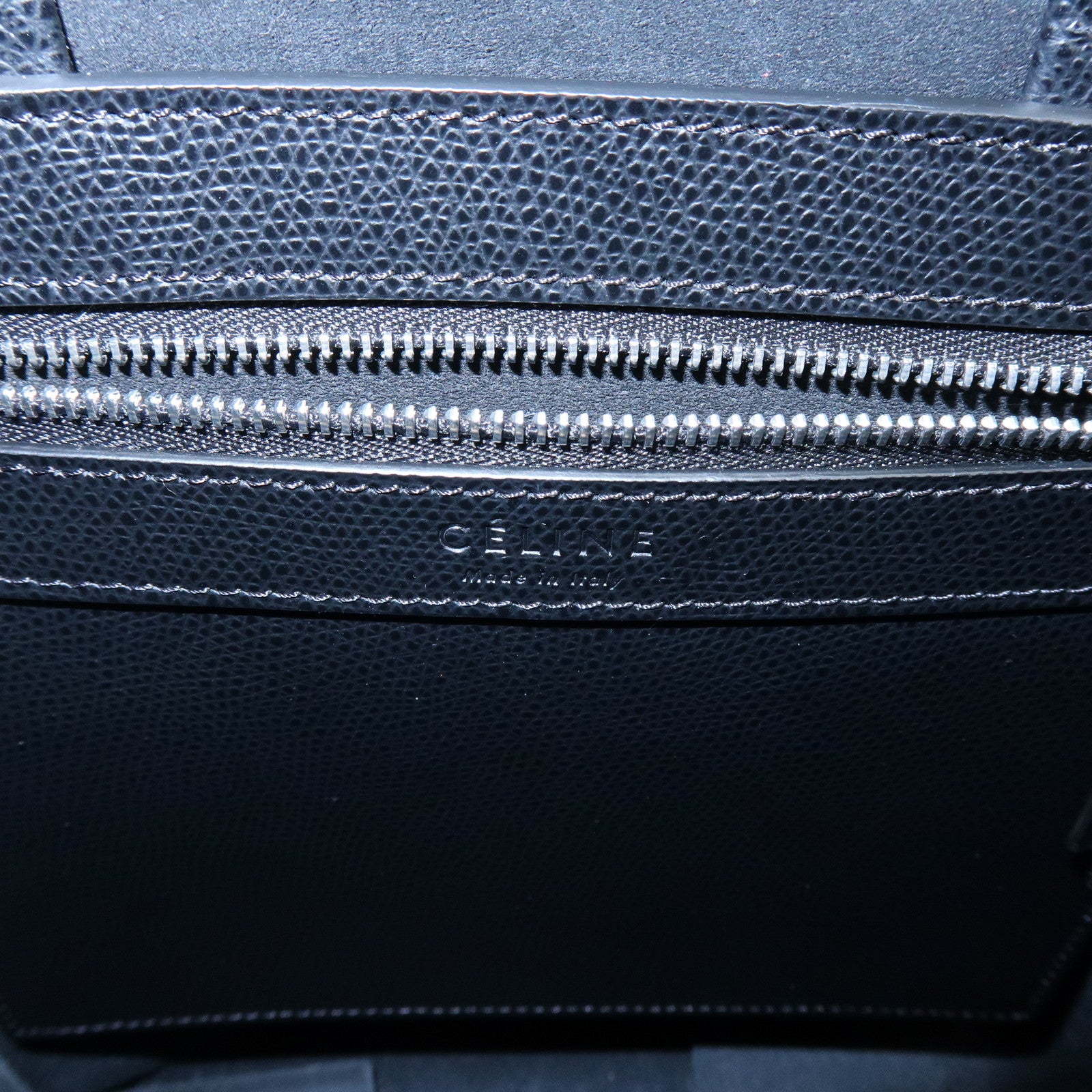 CELINE Vertical Cabas Leather 2Way Bag Hand Bag Shoulder Bag Black