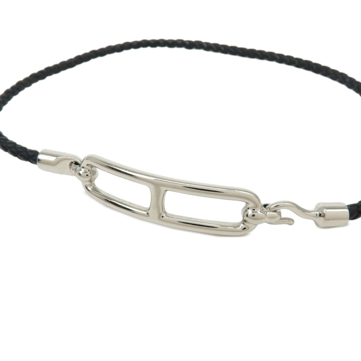HERMES Veau Swift Leather Roulis Double Tour Bracele Black Silver