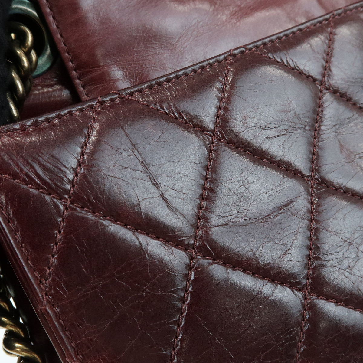 CHANEL Matelasse COCO Mark Leather Chain Shoulder Bag Burgundy