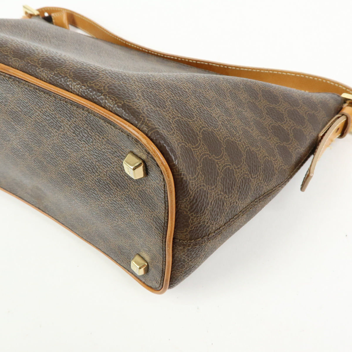 CELINE Macadam Leather Shoulder Bag Brown