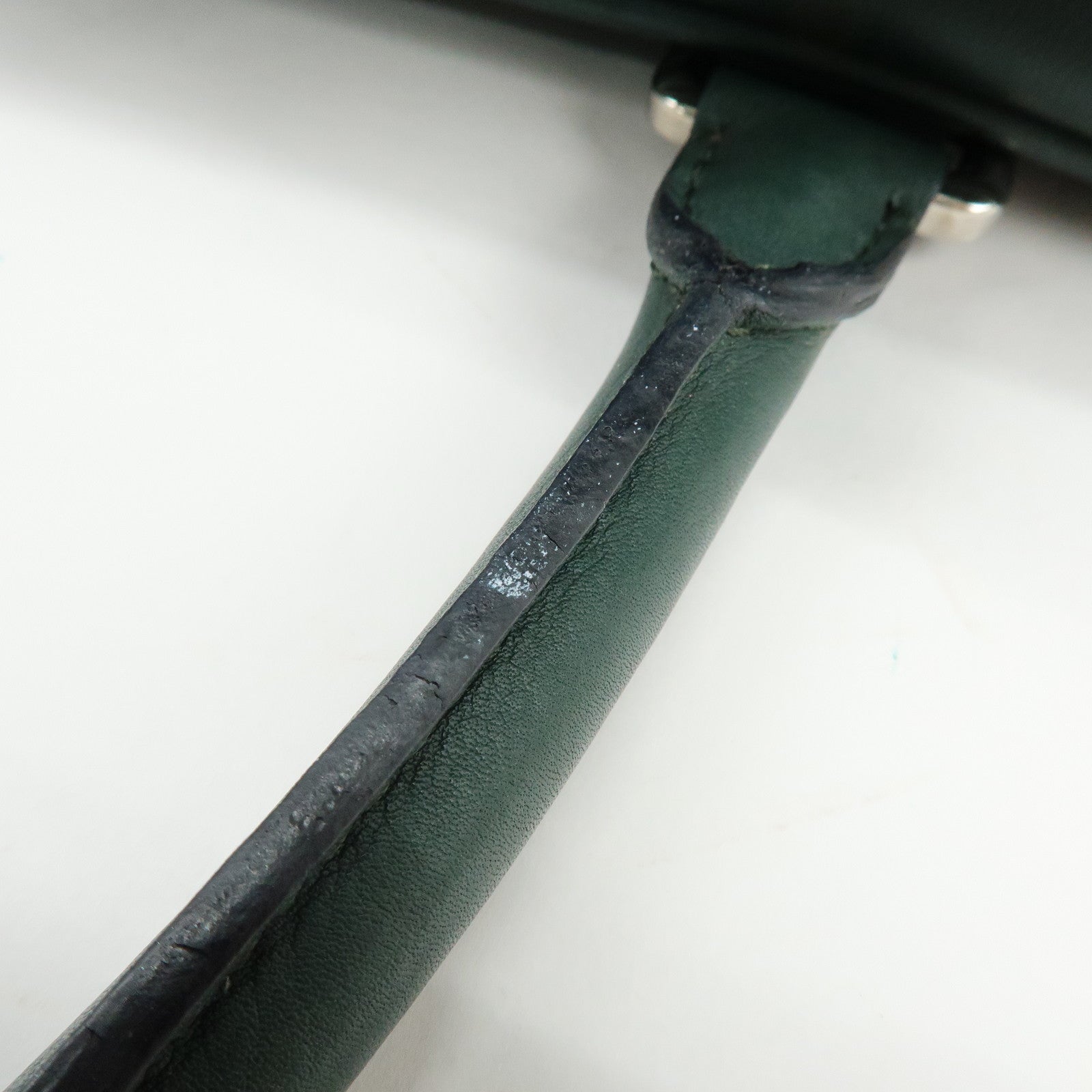 LOEWE Anagram Amazona Leather Boston Bag Hand Bag Dark Green