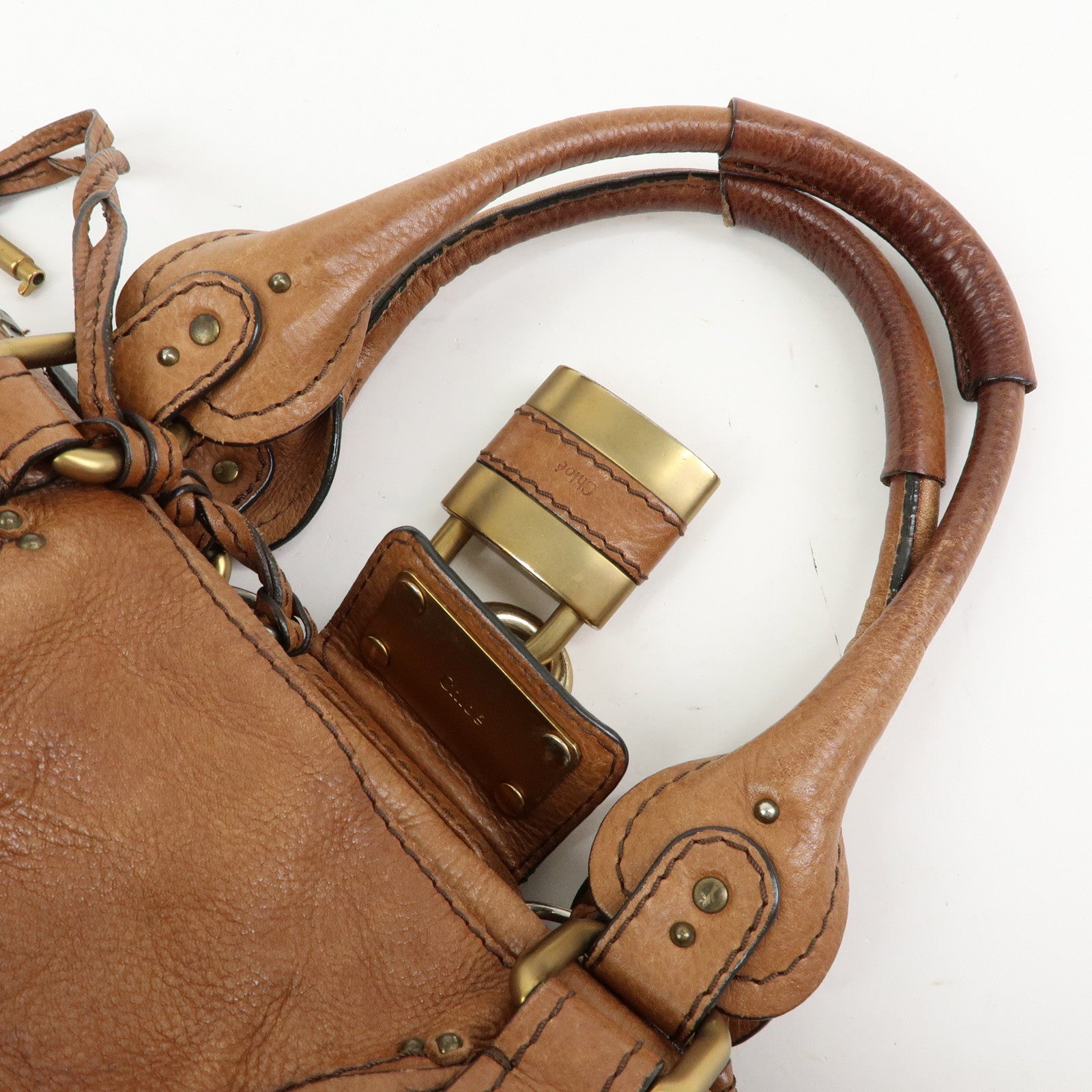 Chloe Paddington Medium Leather Hand Bag Shoulder Bag Brown