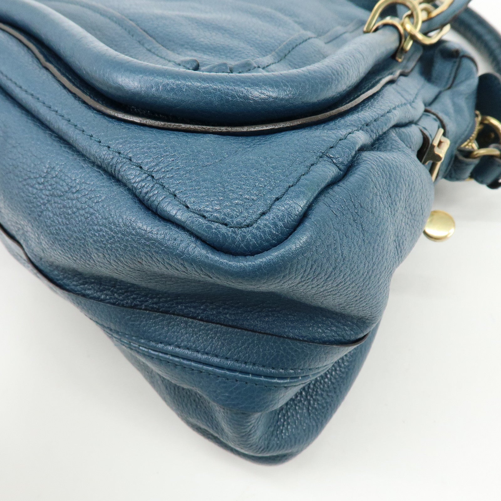 Chloe Paraty Leather 2Way Bag Hand Bag Shoulder Bag Blue