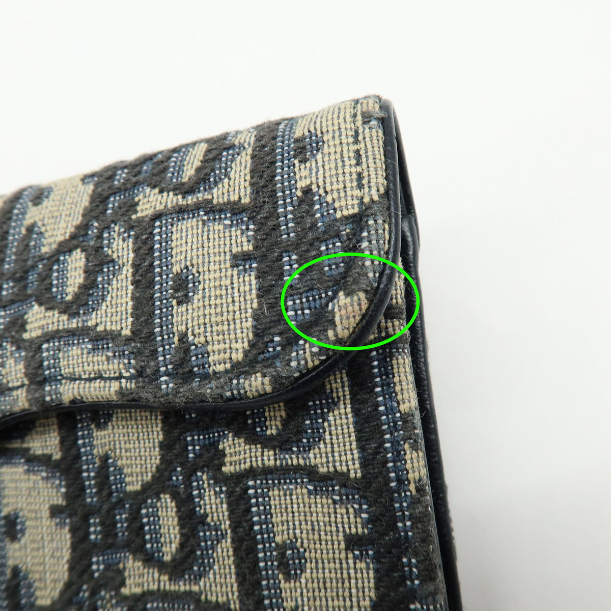 Christian Dior Oblique Saddle Jacquard Canvas Leather Card Case Navy