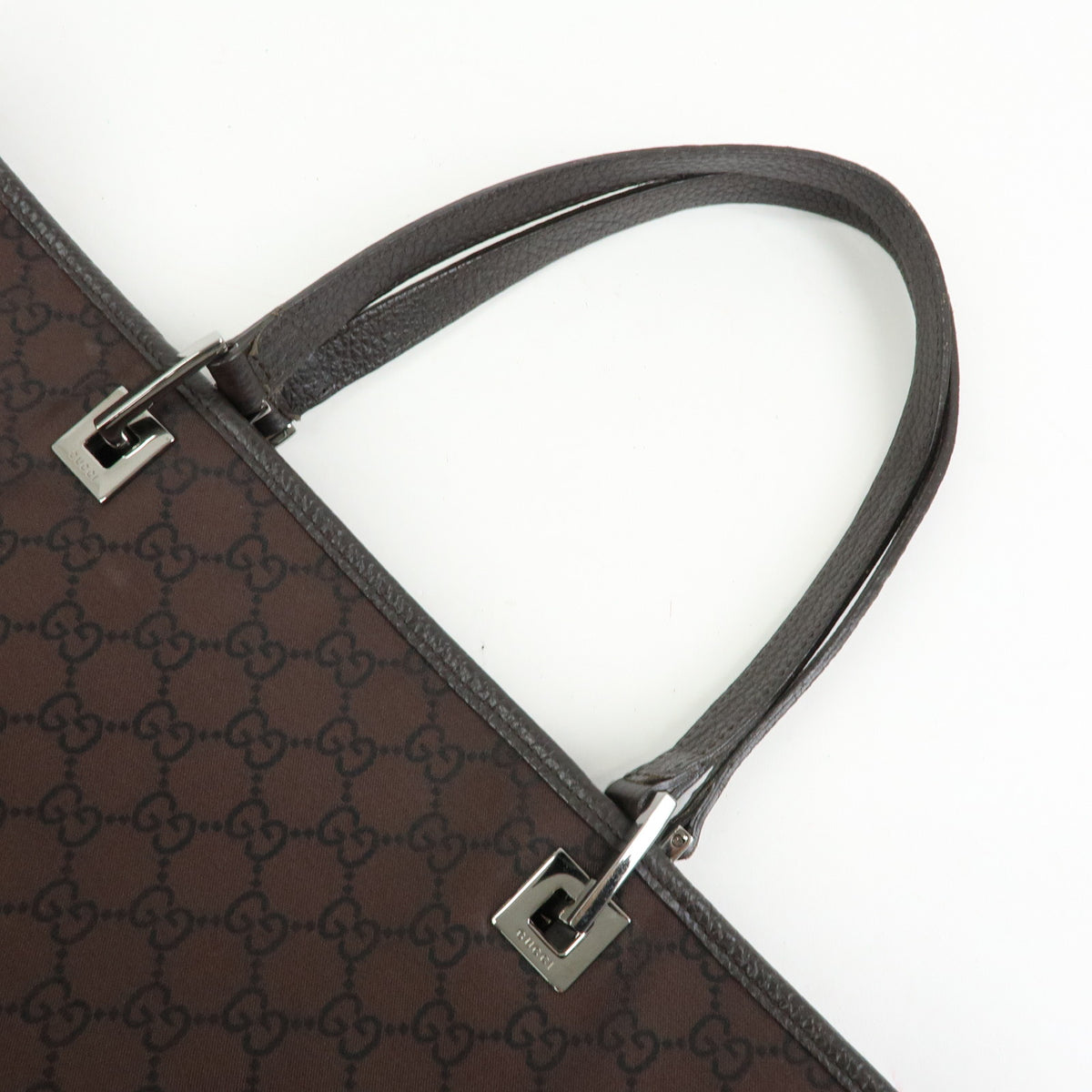 GUCCI GG Nylon Leather Tote Bag Shoulder Bag Brown 269123