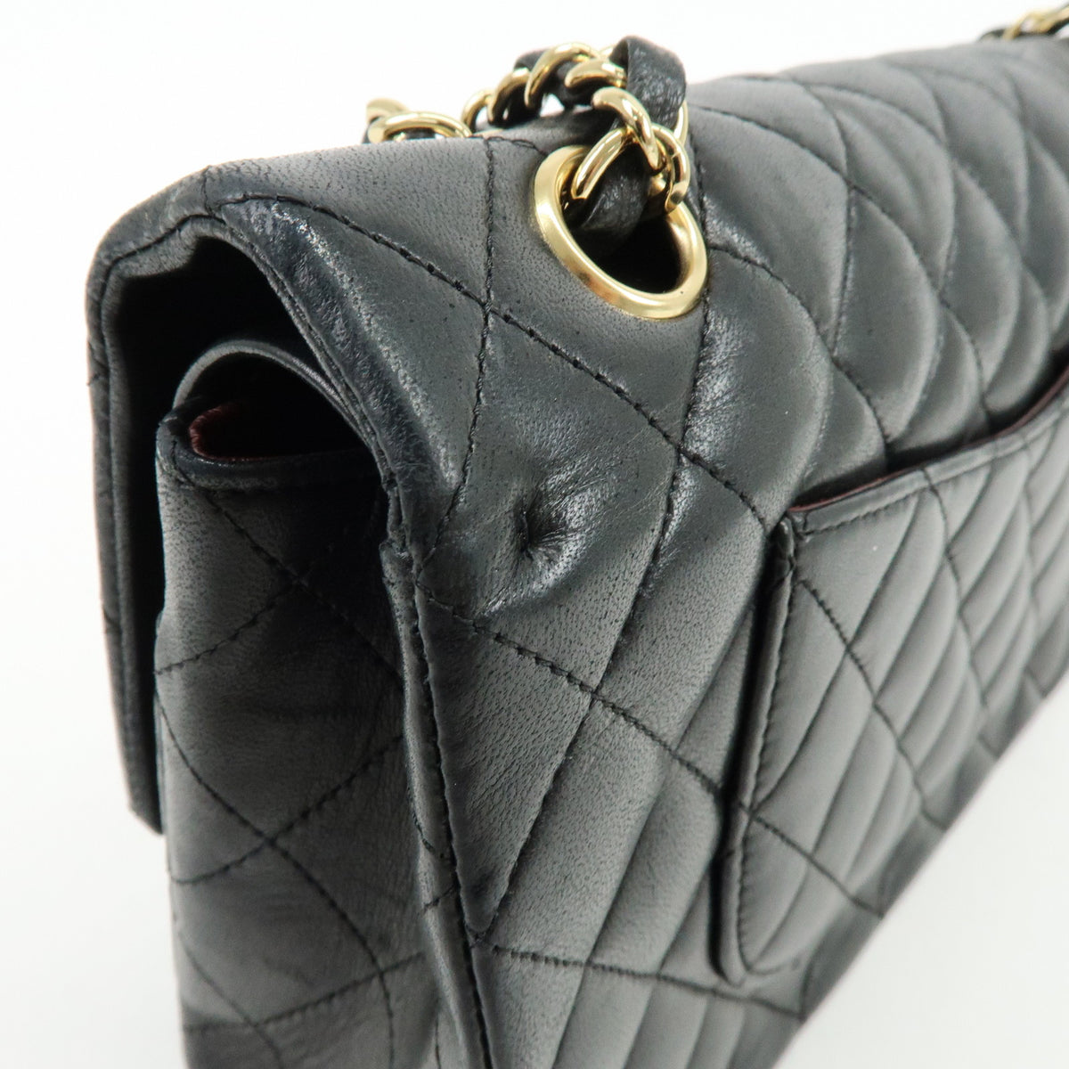 CHANEL Matelasse 25 Double Flap Lamb Skin Chain Shoulder Bag A01112