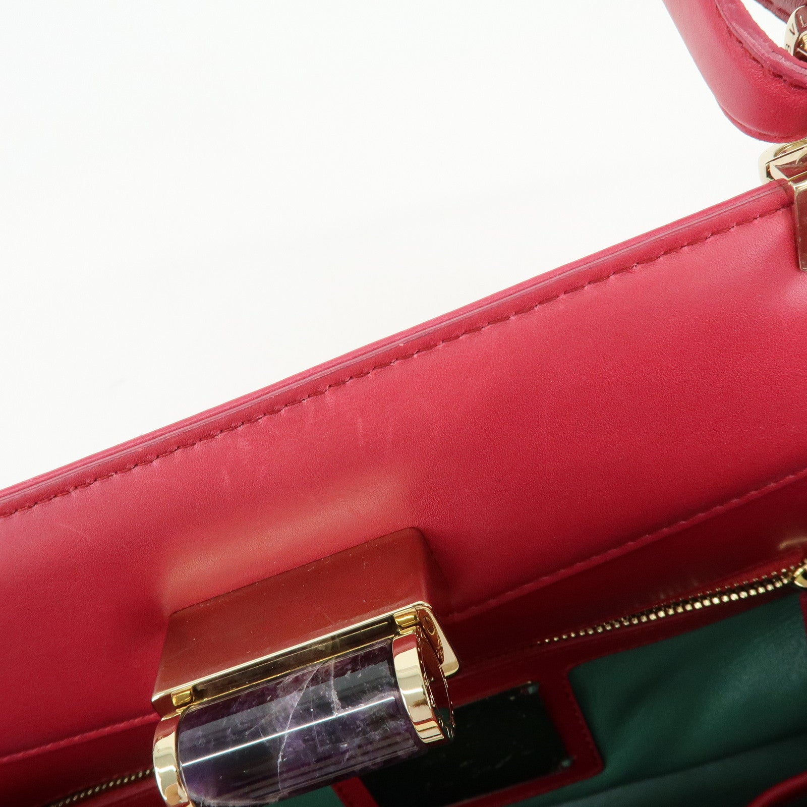 BVLGARI Isabella Rossellini Leather 2Way Bag Hand Bag Magenta