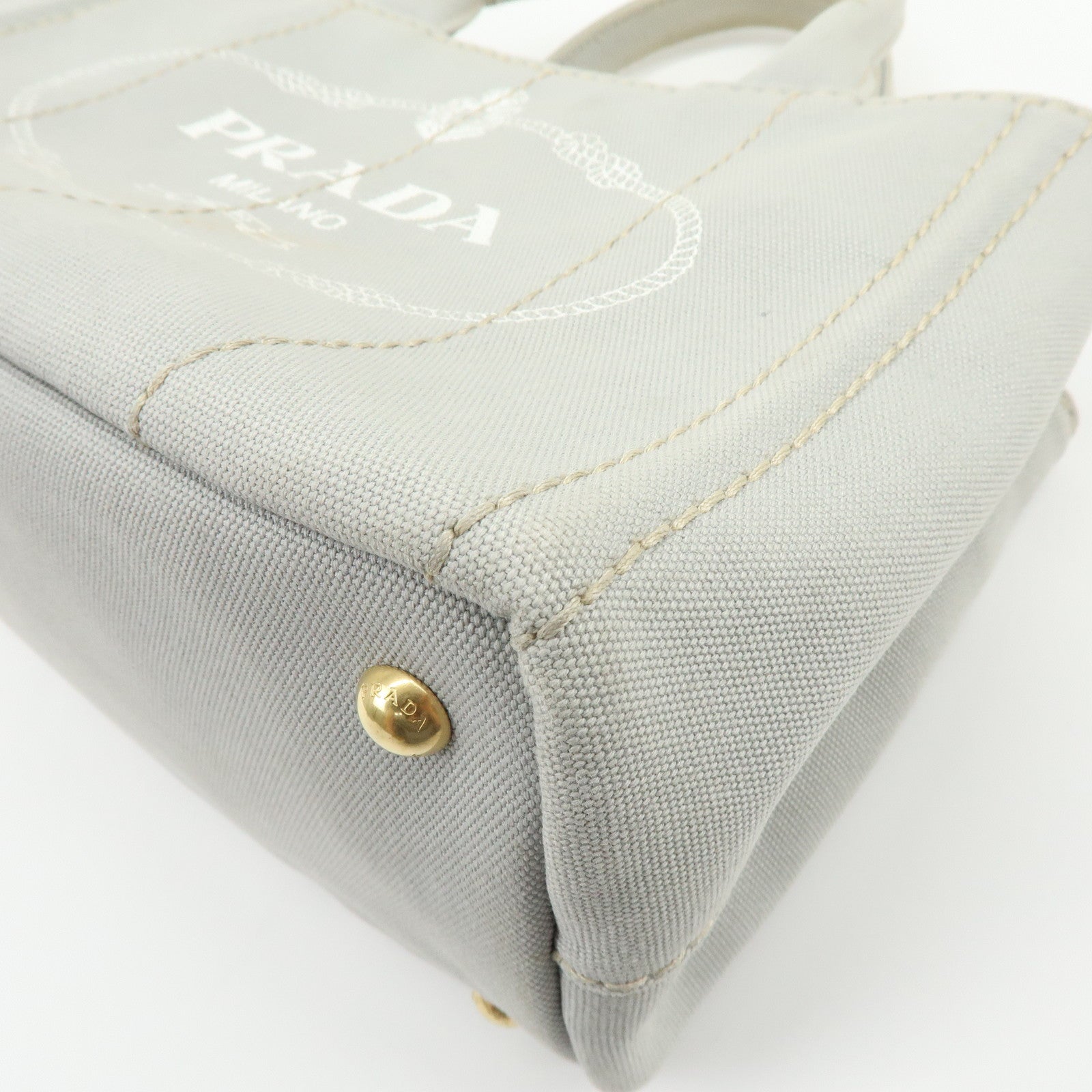 PRADA Canapa Mini Canvas 2Way Bag Hand Bag Shoulder Bag Gray 1BG439